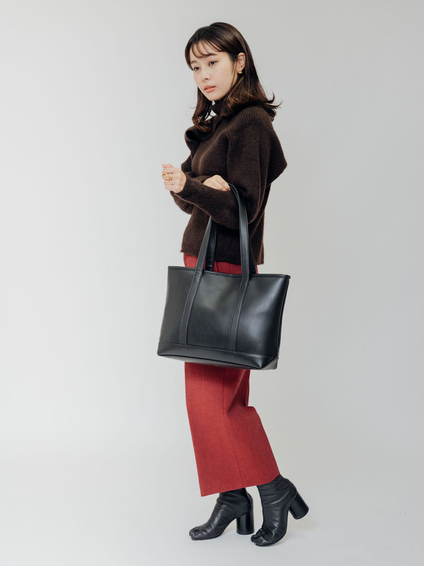 DEVICE+ フェイクレザー シックデザイントートバッグ