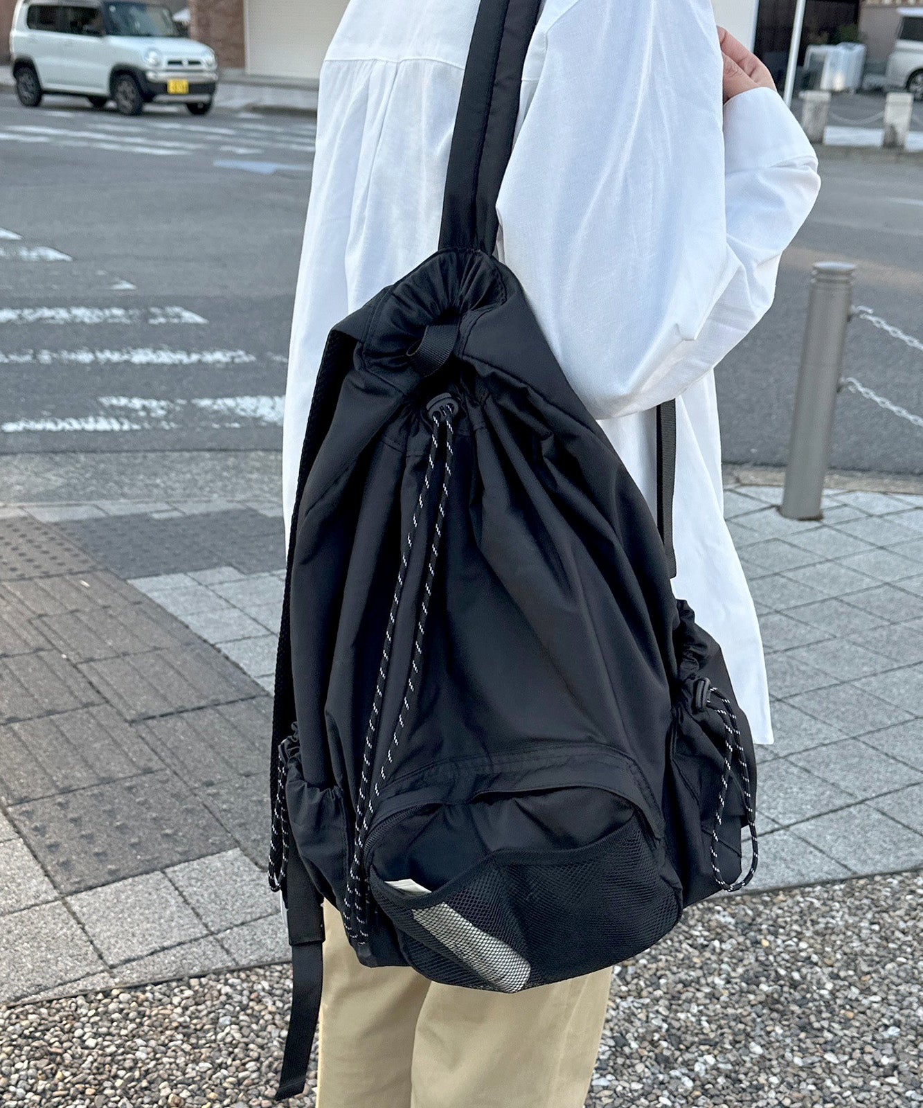 mika×DEVICE ナイロン パラコード 巾着 ドロスト バックパック リュック メンズ レディース