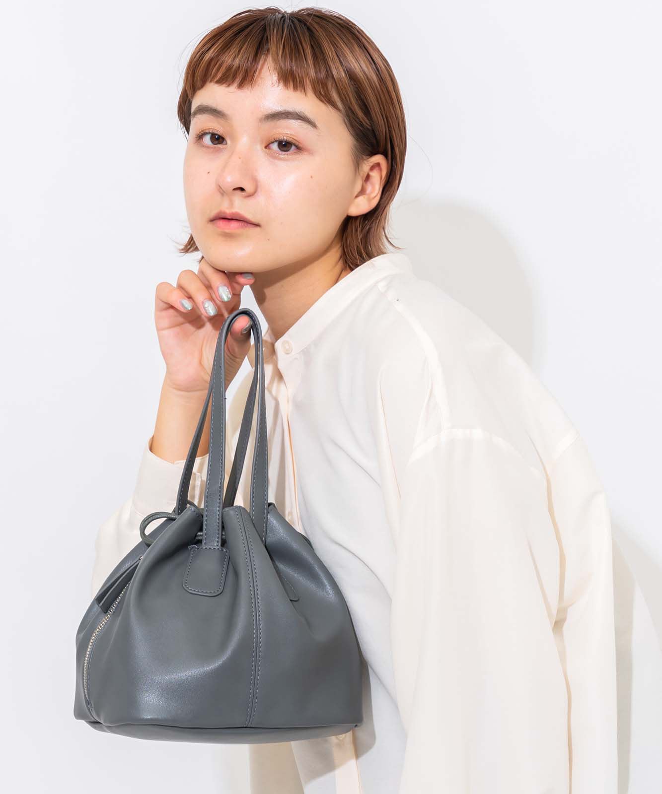 Rename フェイクレザー 3WAY 巾着トートバッグ 巾着バッグ RSG20028
