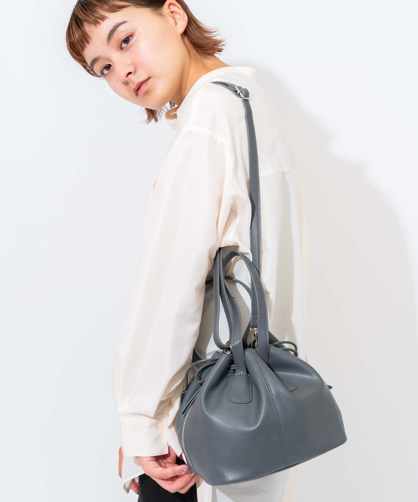 Rename フェイクレザー 3WAY 巾着トートバッグ 巾着バッグ RSG20028