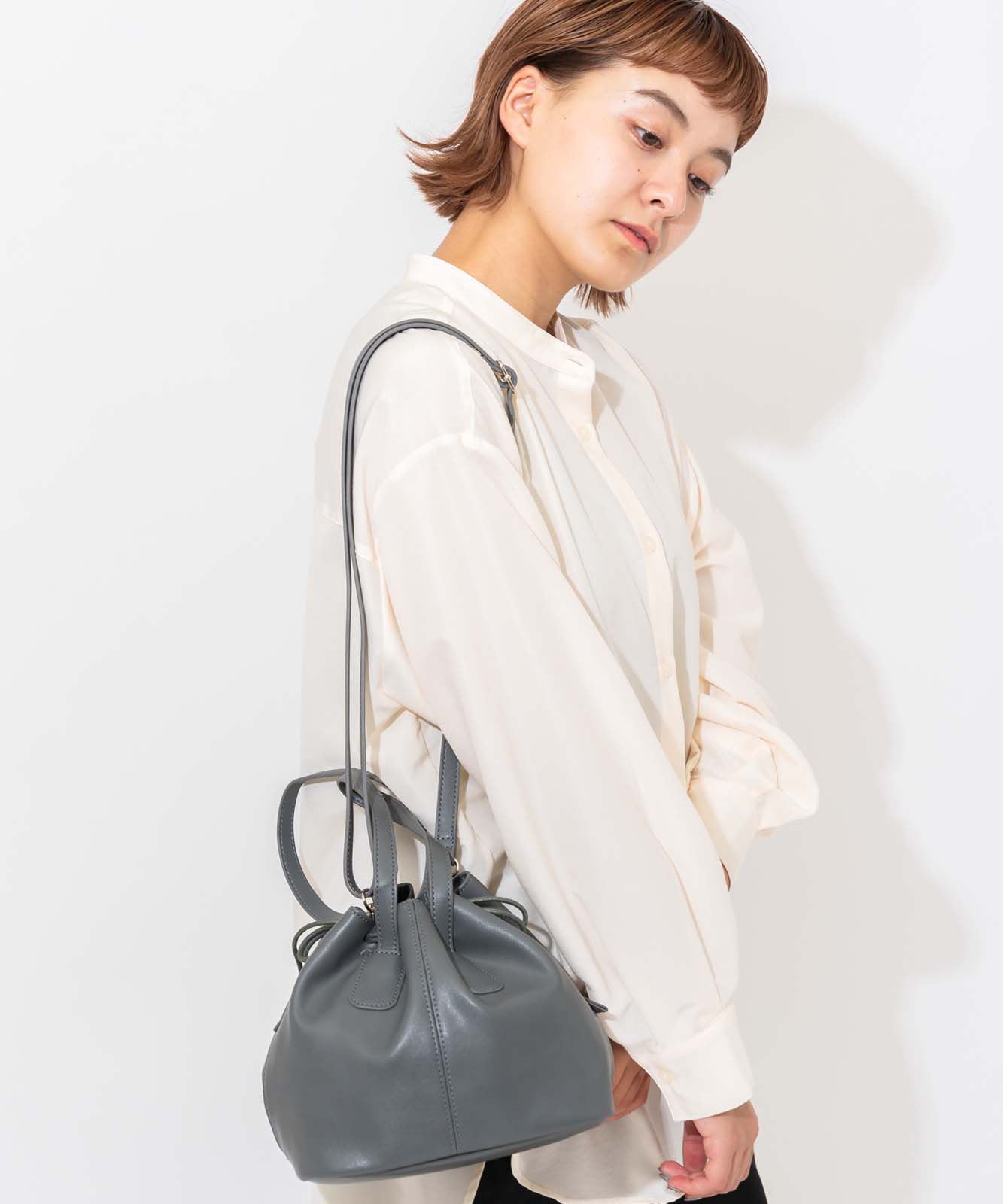 Rename フェイクレザー 3WAY 巾着トートバッグ 巾着バッグ RSG20028