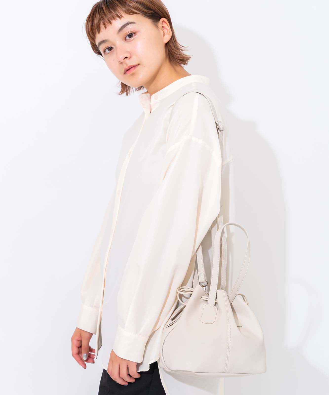 Rename フェイクレザー 3WAY 巾着トートバッグ 巾着バッグ RSG20028