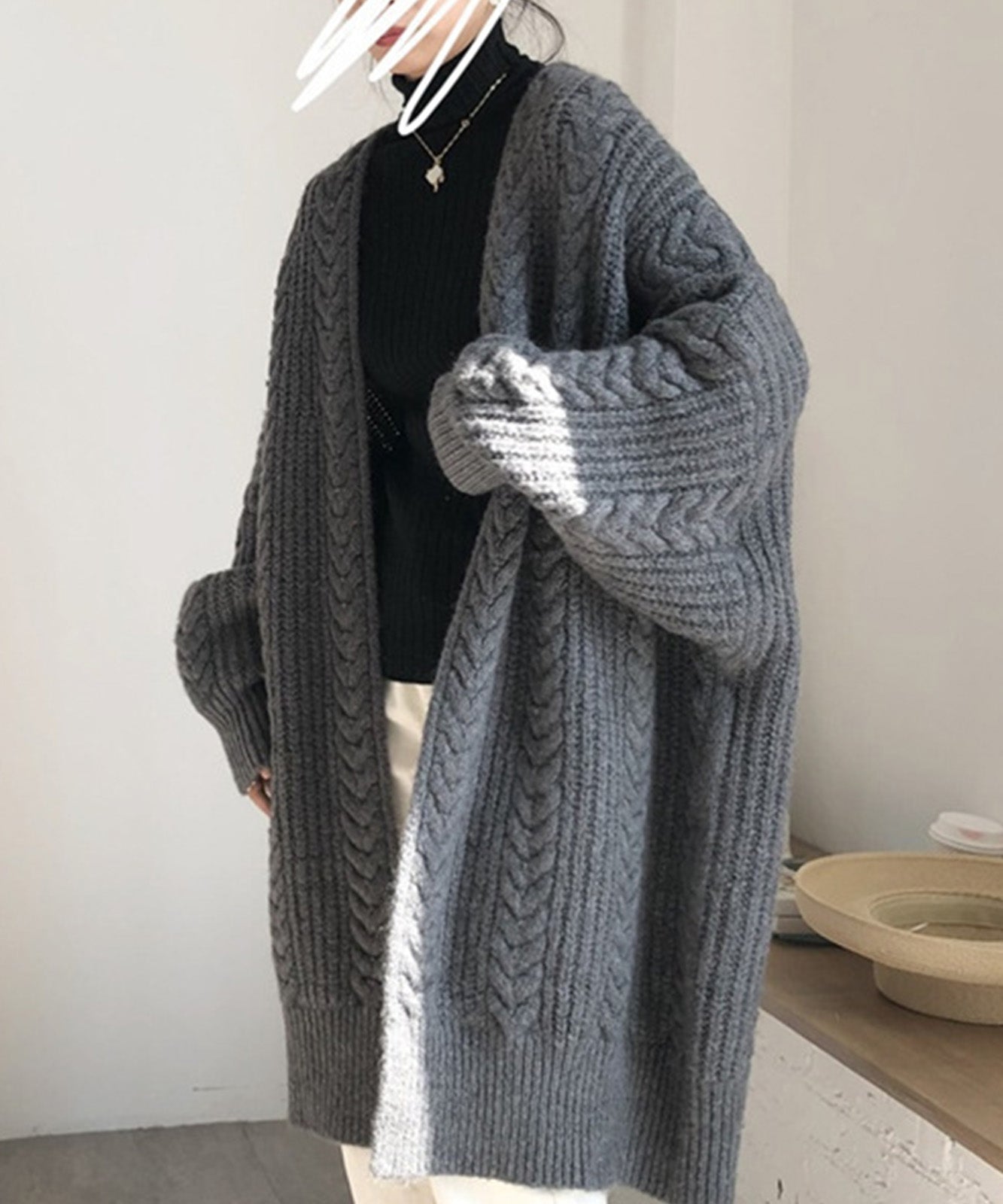ツイストロングニットカーディガン