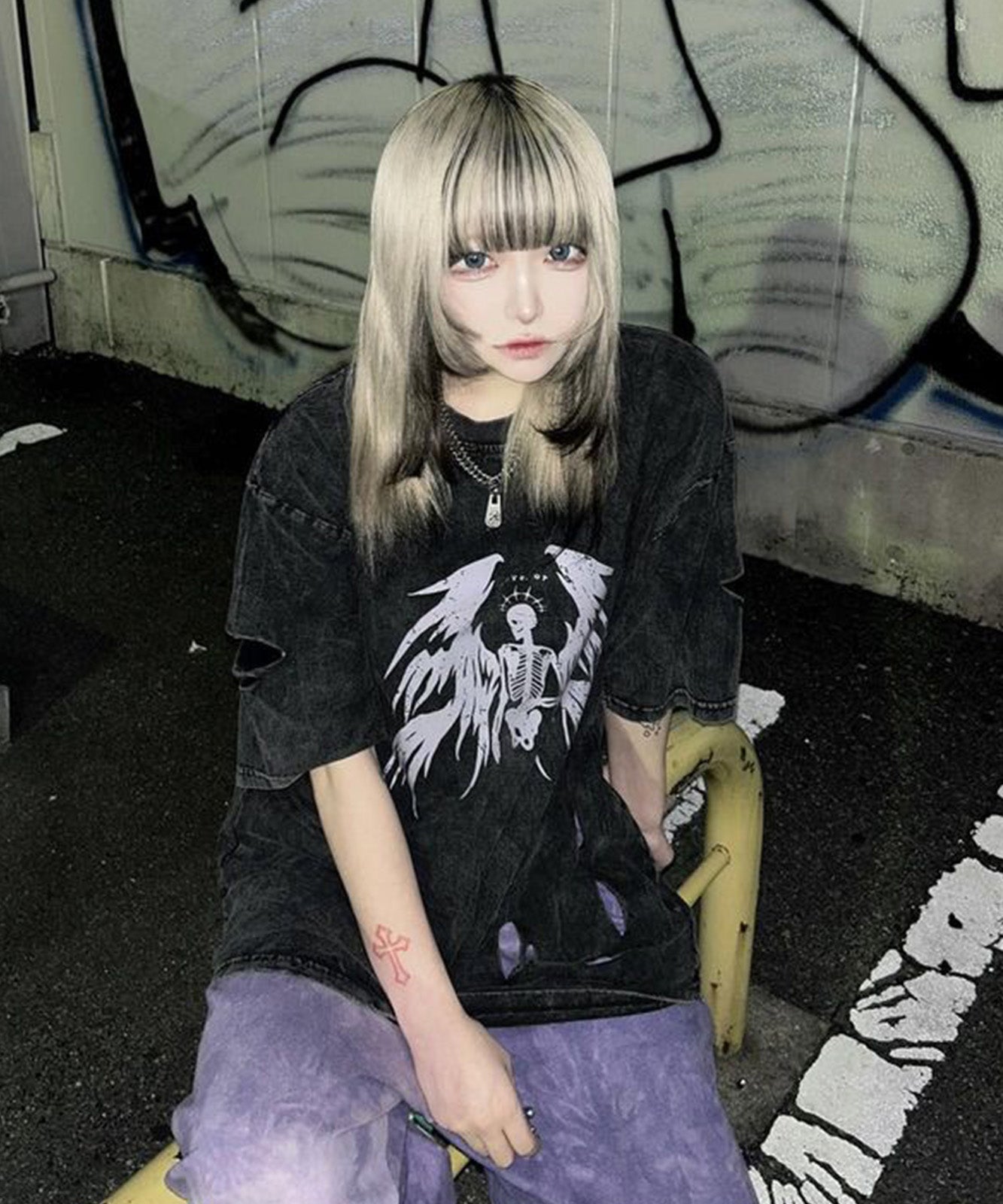 DEVICE select タイガープリント ダメージ加工 ピグメント 半袖 Tシャツ メンズ レディース