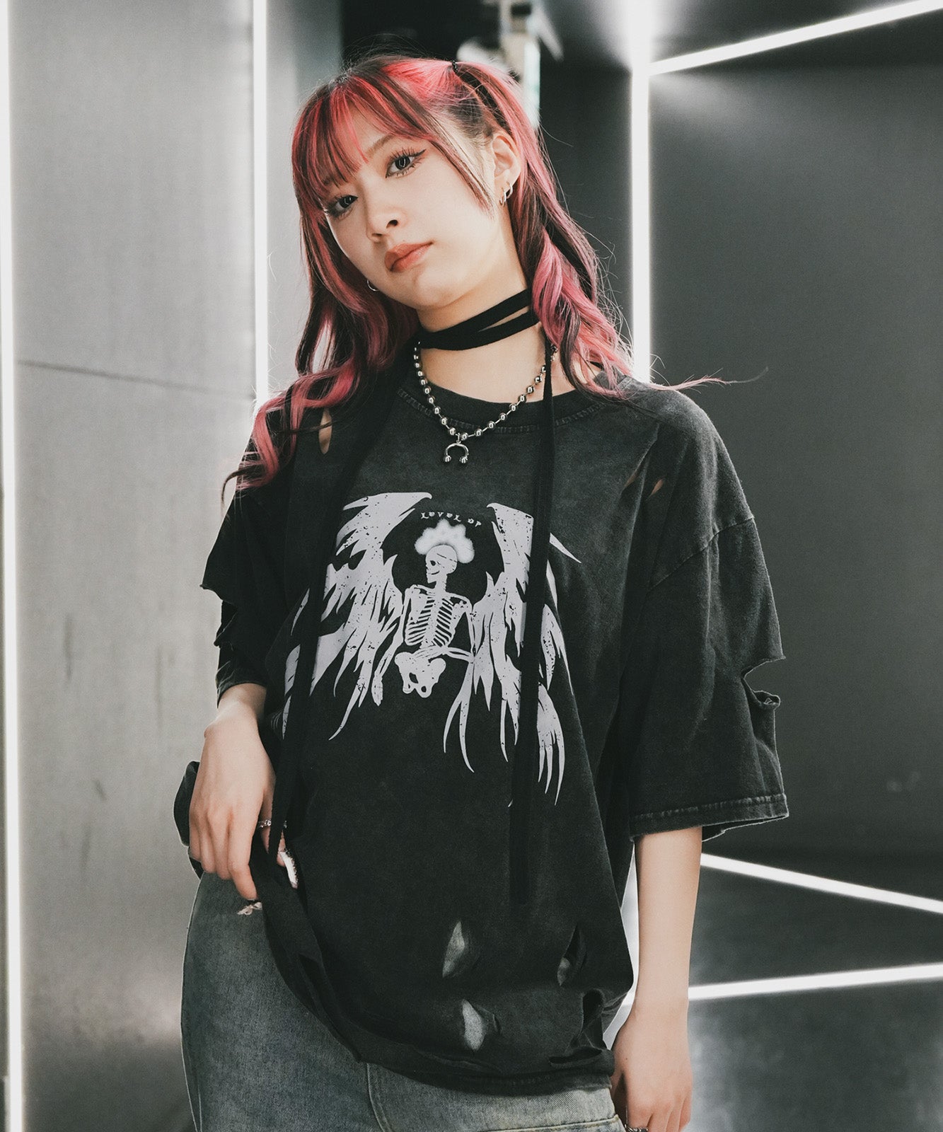 DEVICE select タイガープリント ダメージ加工 ピグメント 半袖 Tシャツ メンズ レディース