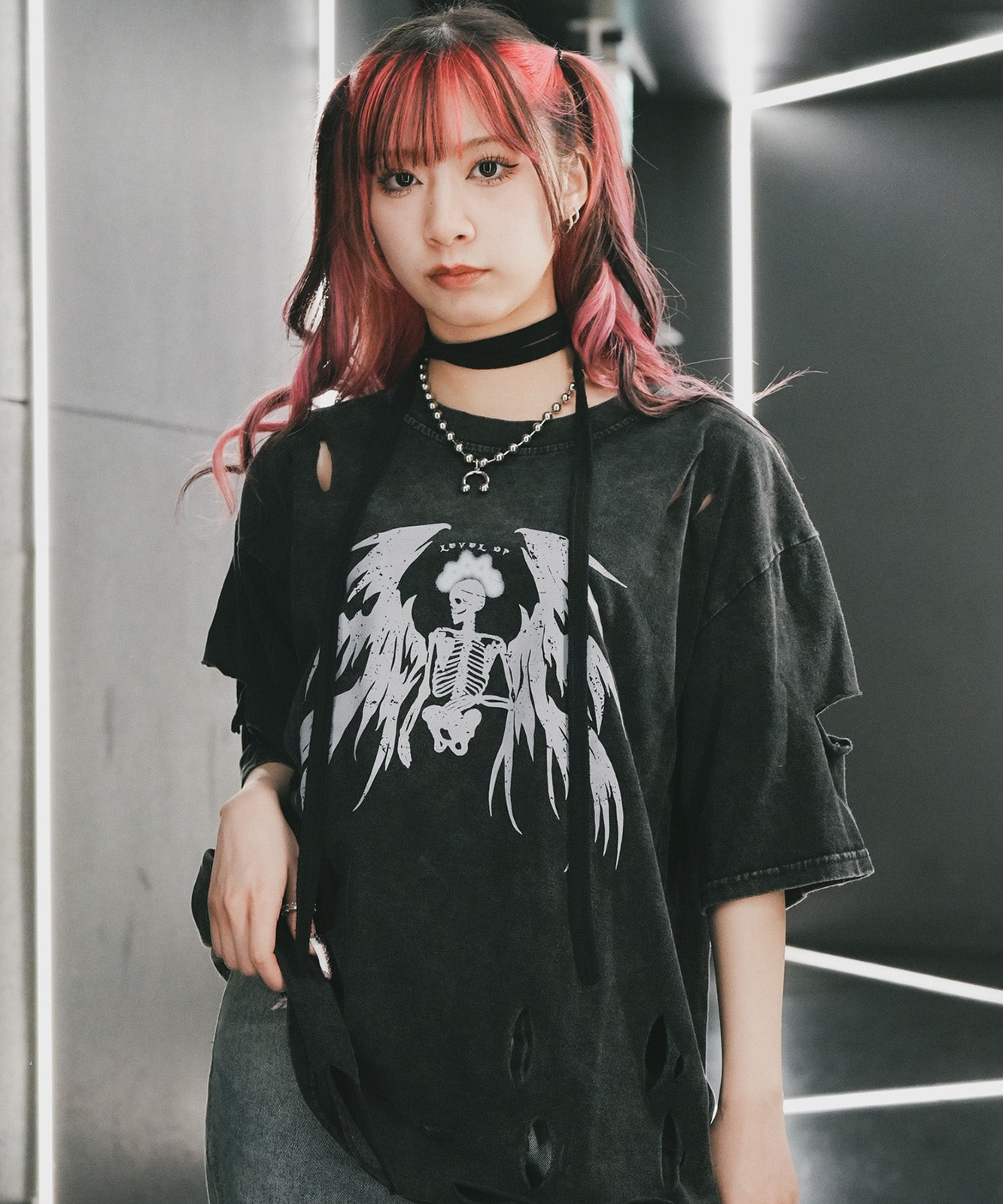DEVICE select タイガープリント ダメージ加工 ピグメント 半袖 Tシャツ メンズ レディース