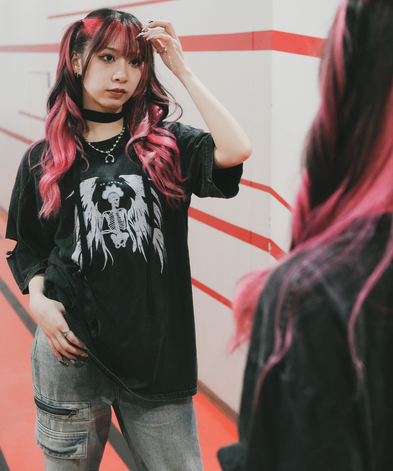 DEVICE select タイガープリント ダメージ加工 ピグメント 半袖 Tシャツ メンズ レディース