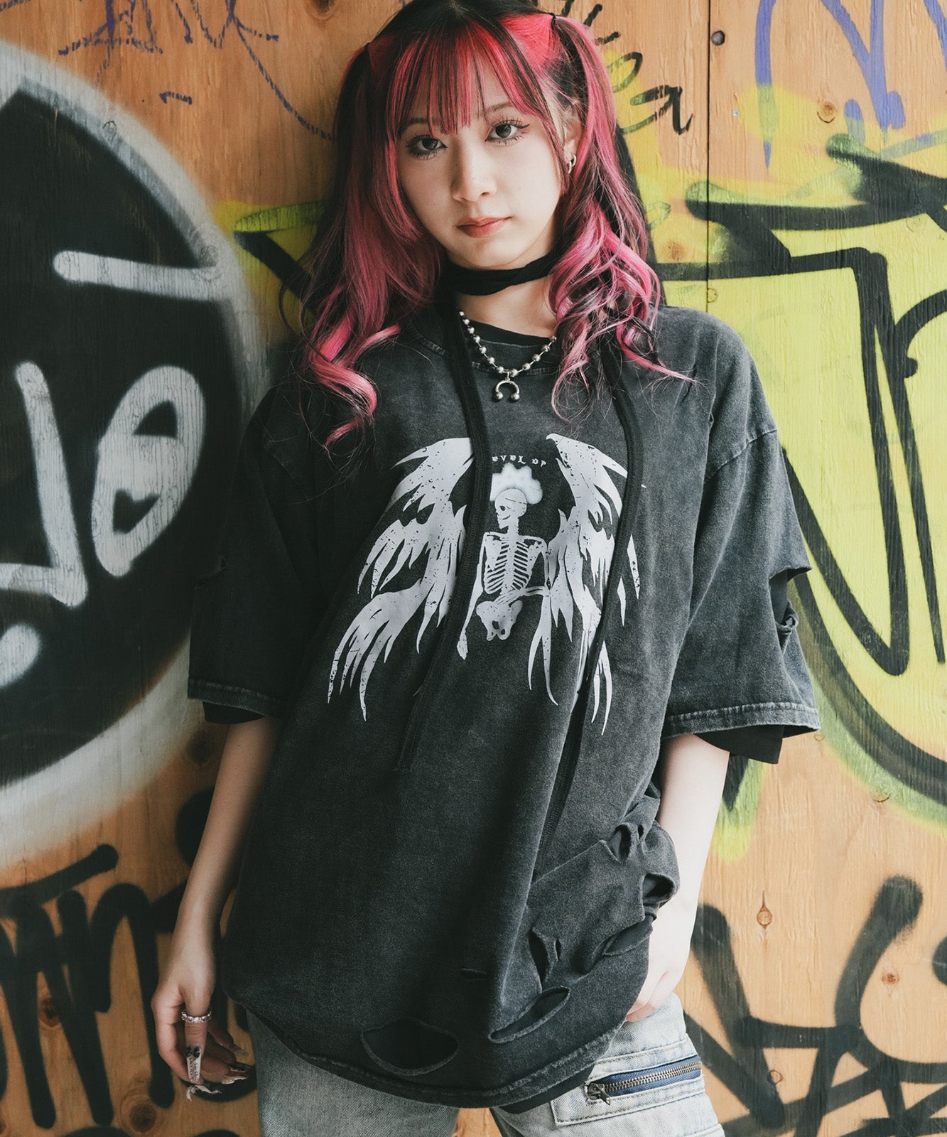 DEVICE select タイガープリント ダメージ加工 ピグメント 半袖 Tシャツ メンズ レディース