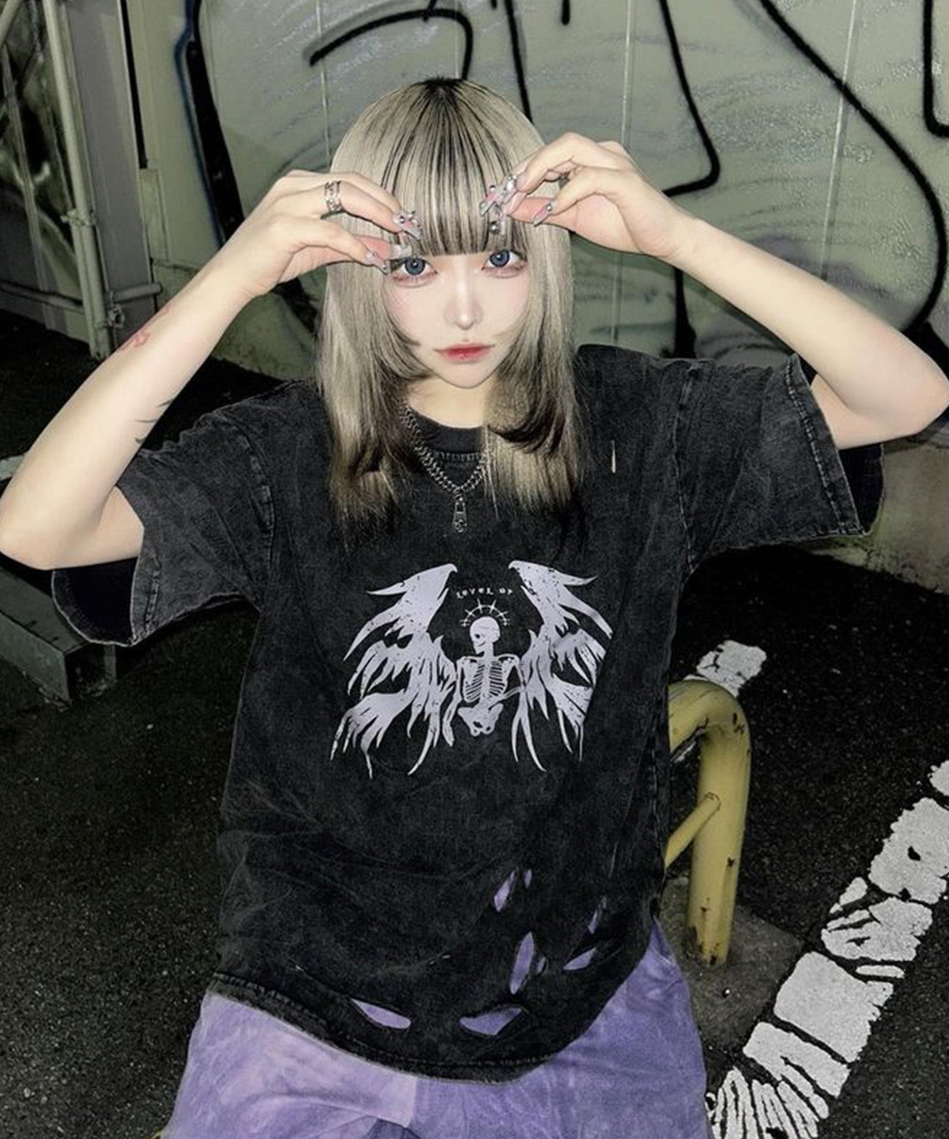 DEVICE select タイガープリント ダメージ加工 ピグメント 半袖 Tシャツ メンズ レディース