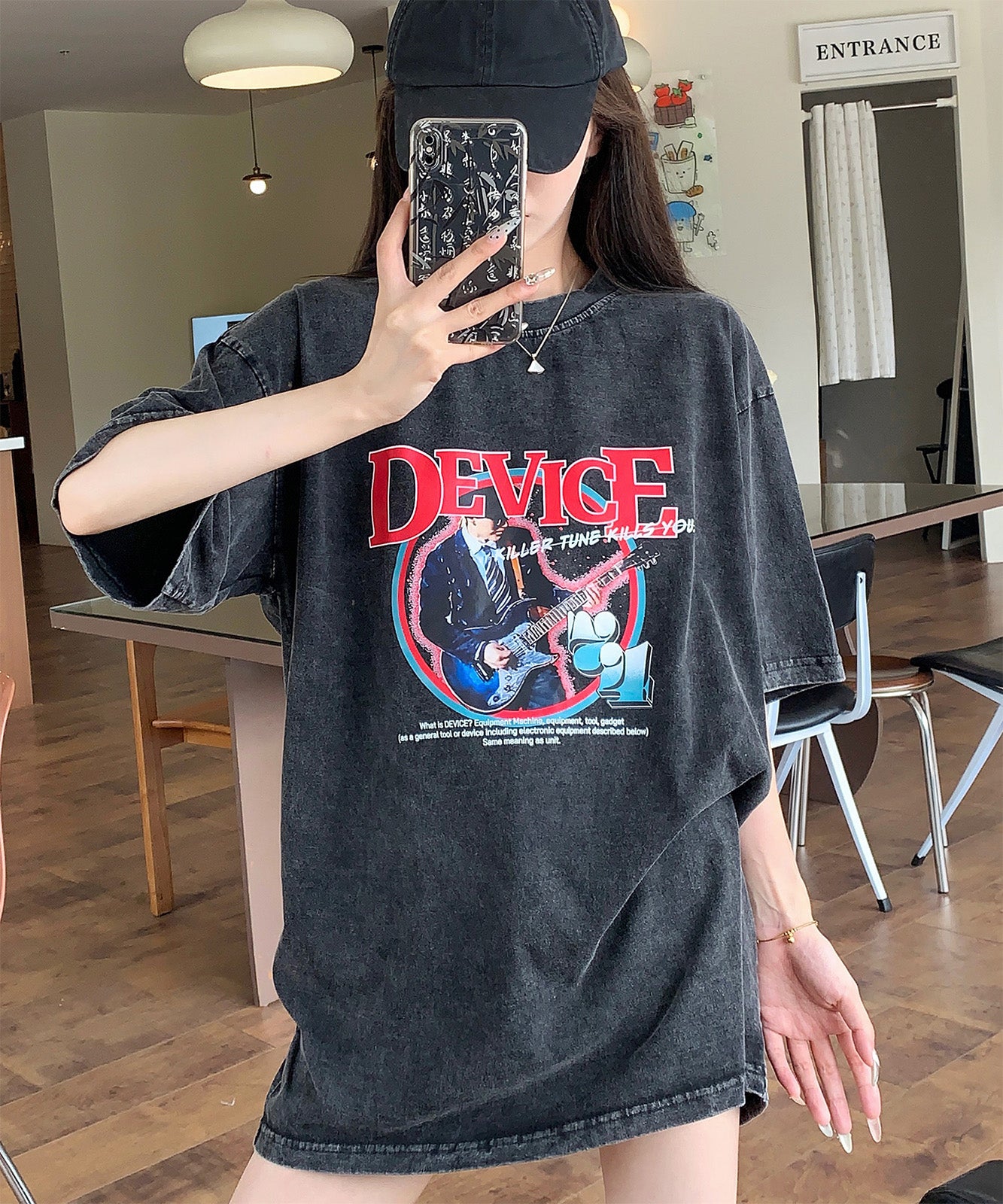 DEVICE select AIデザイン ロック バンド ピグメント ヴィンテージライク 古着風 Tシャツ メンズ レディース