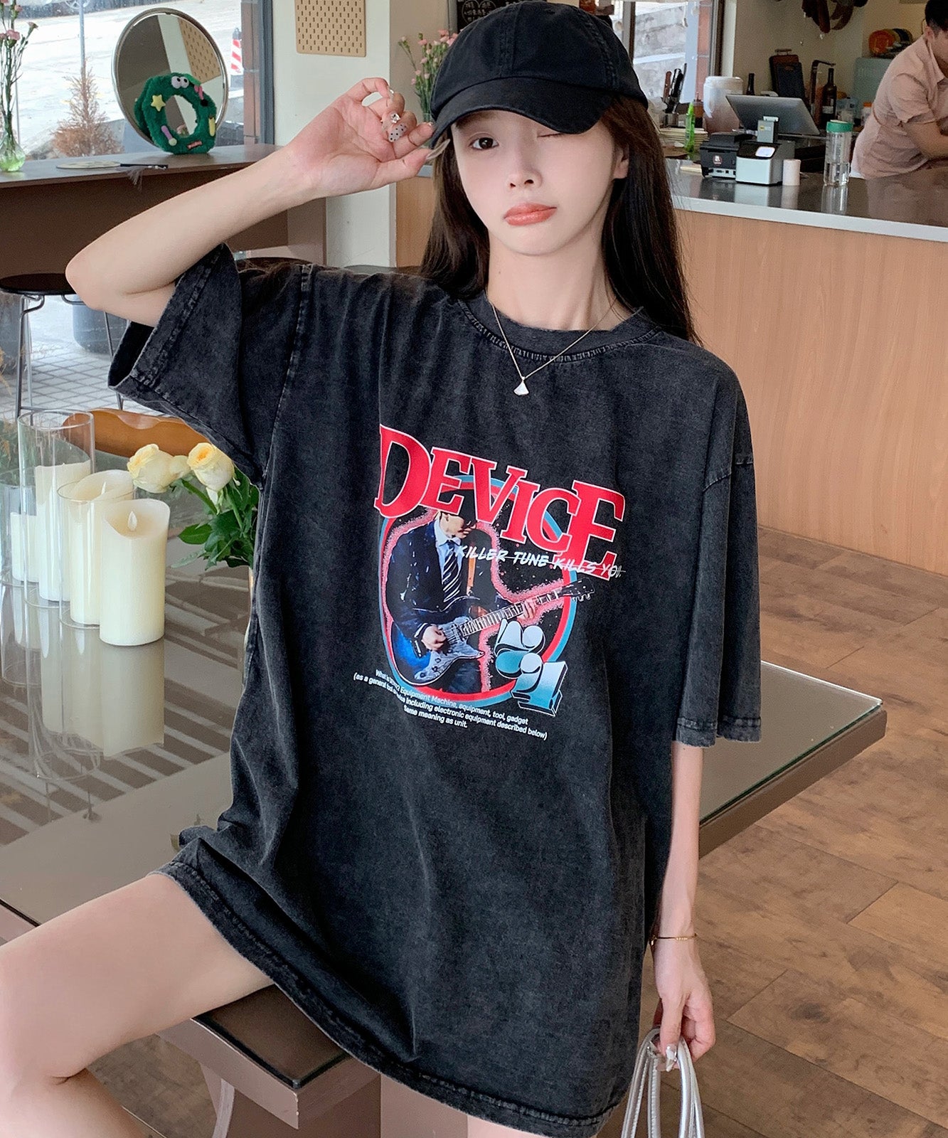 DEVICE select AIデザイン ロック バンド ピグメント ヴィンテージライク 古着風 Tシャツ メンズ レディース
