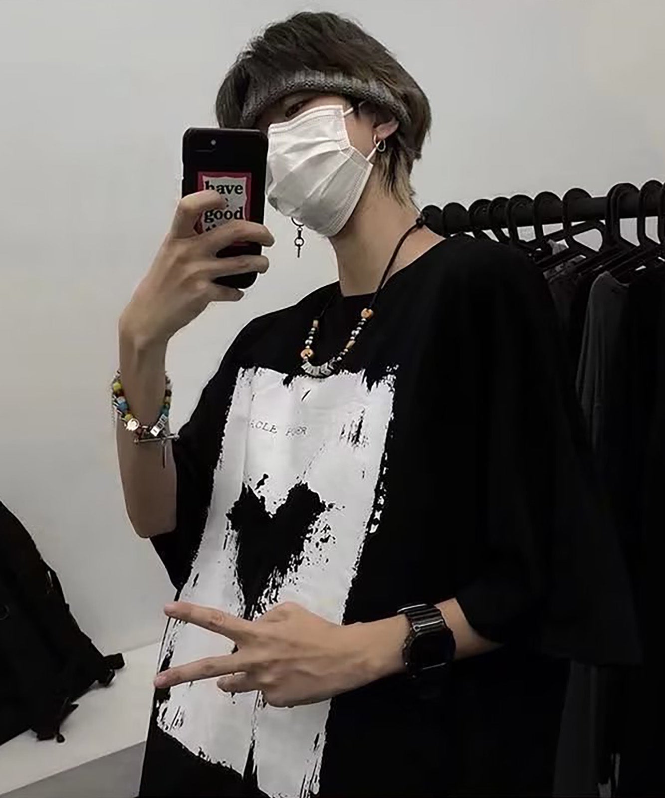 DEVICE select ヴィンテージライク ハート プリント 古着風 半袖 ビッグシルエット Tシャツ メンズ レディース