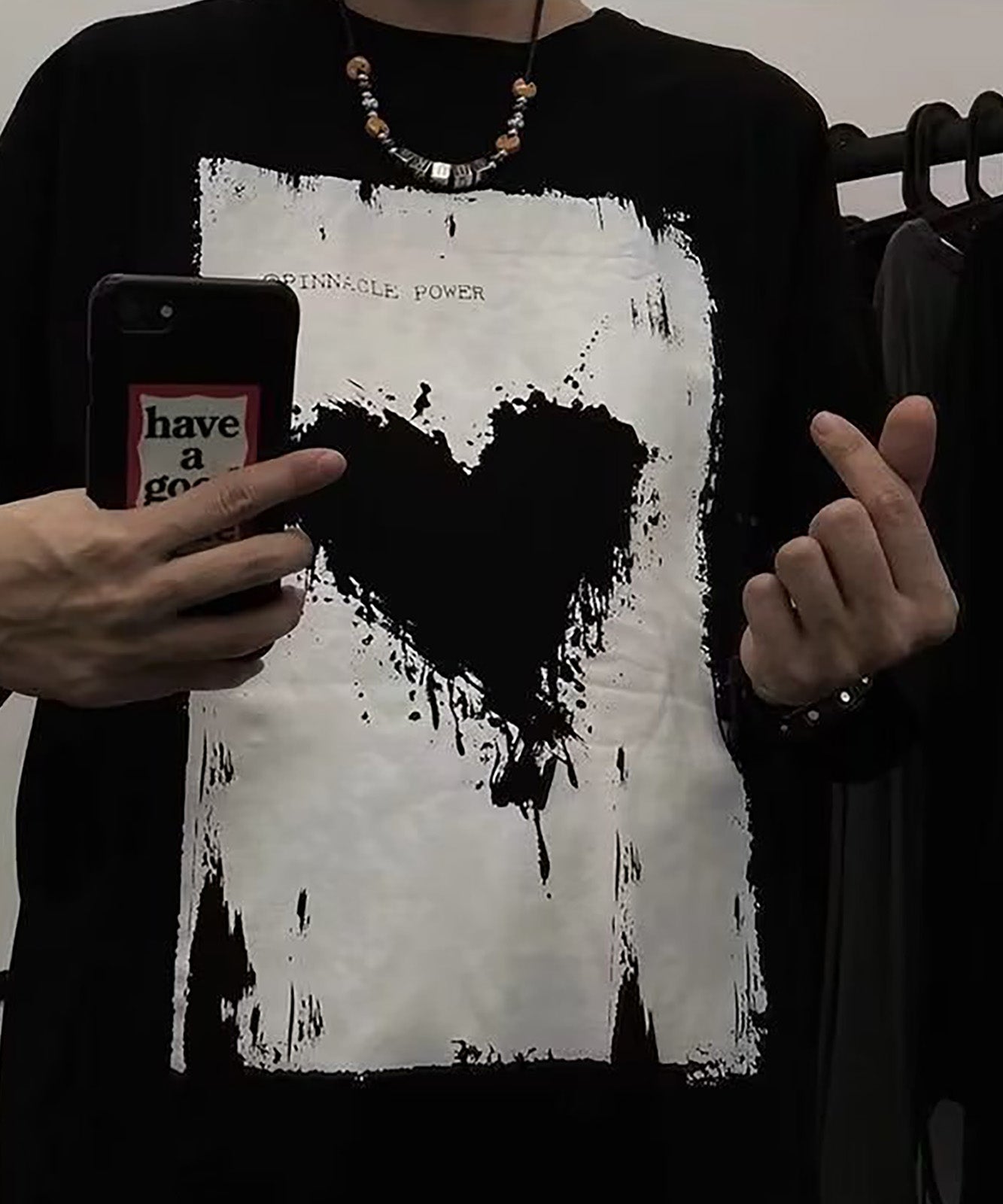 DEVICE select ヴィンテージライク ハート プリント 古着風 半袖 ビッグシルエット Tシャツ メンズ レディース