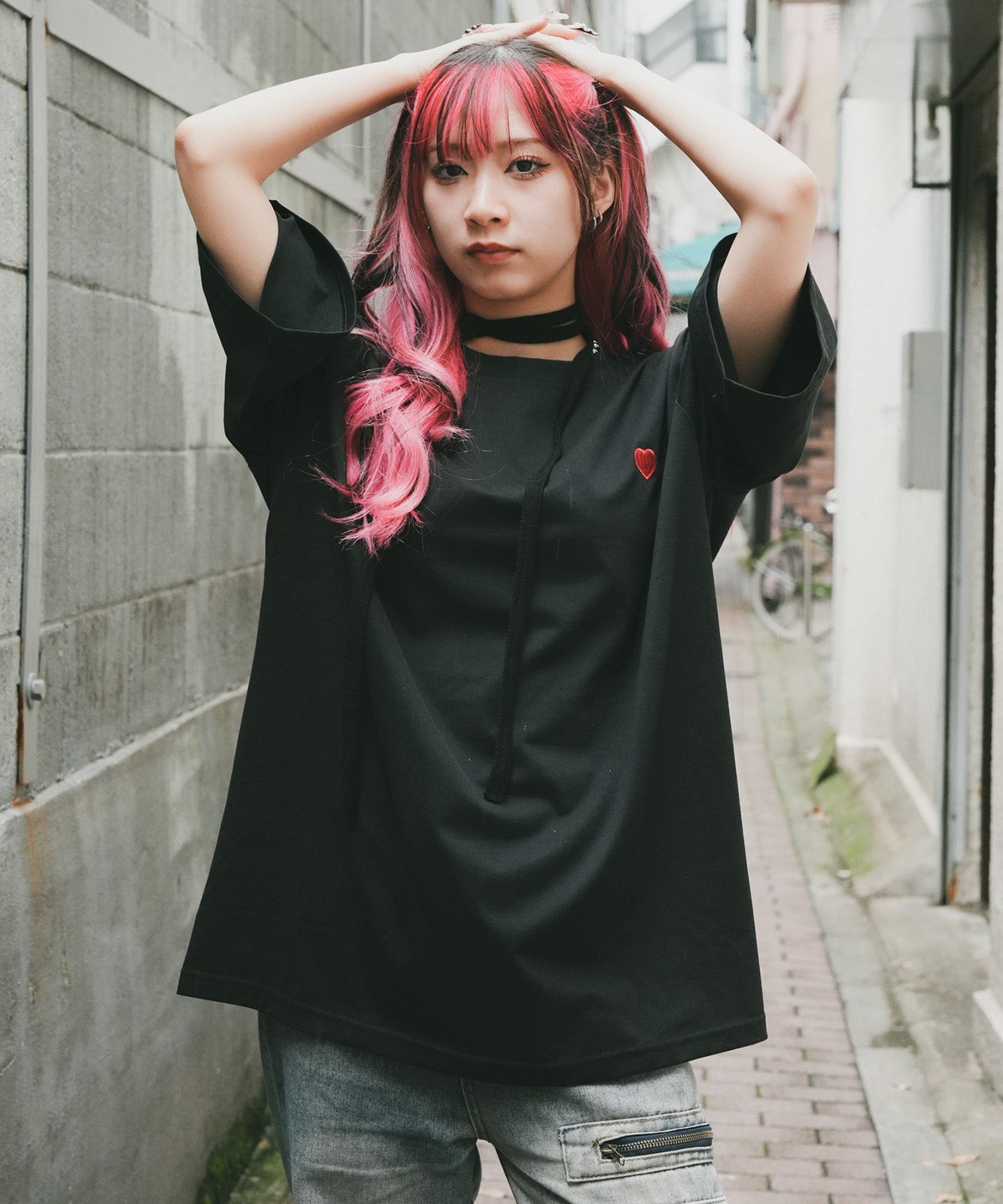 DEVICE select プレーン ワンポイント ハート刺繍T ビッグシルエット メンズ レディース