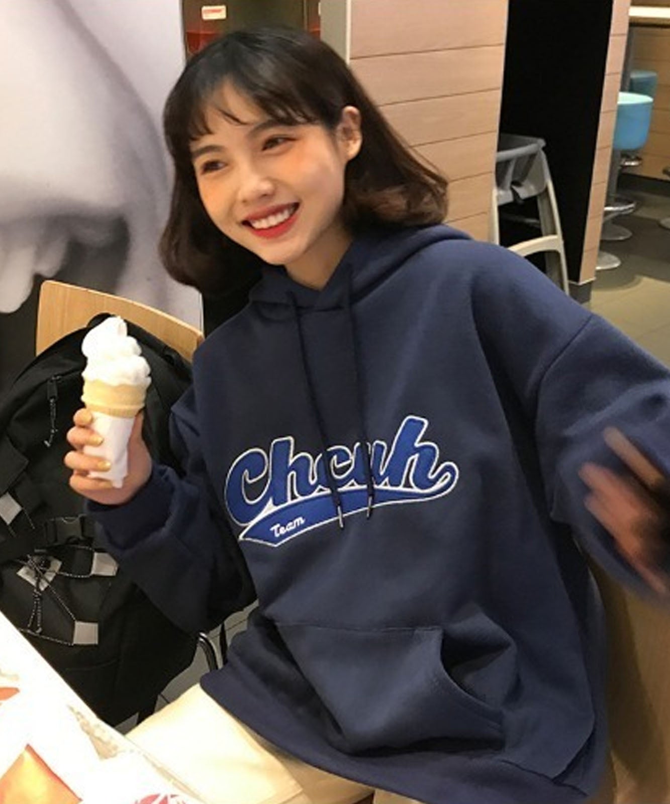 DEVICE select 韓国風ビッグシルエットフード付き カレッジロゴ フーディースウェット&パーカー メンズ レディース