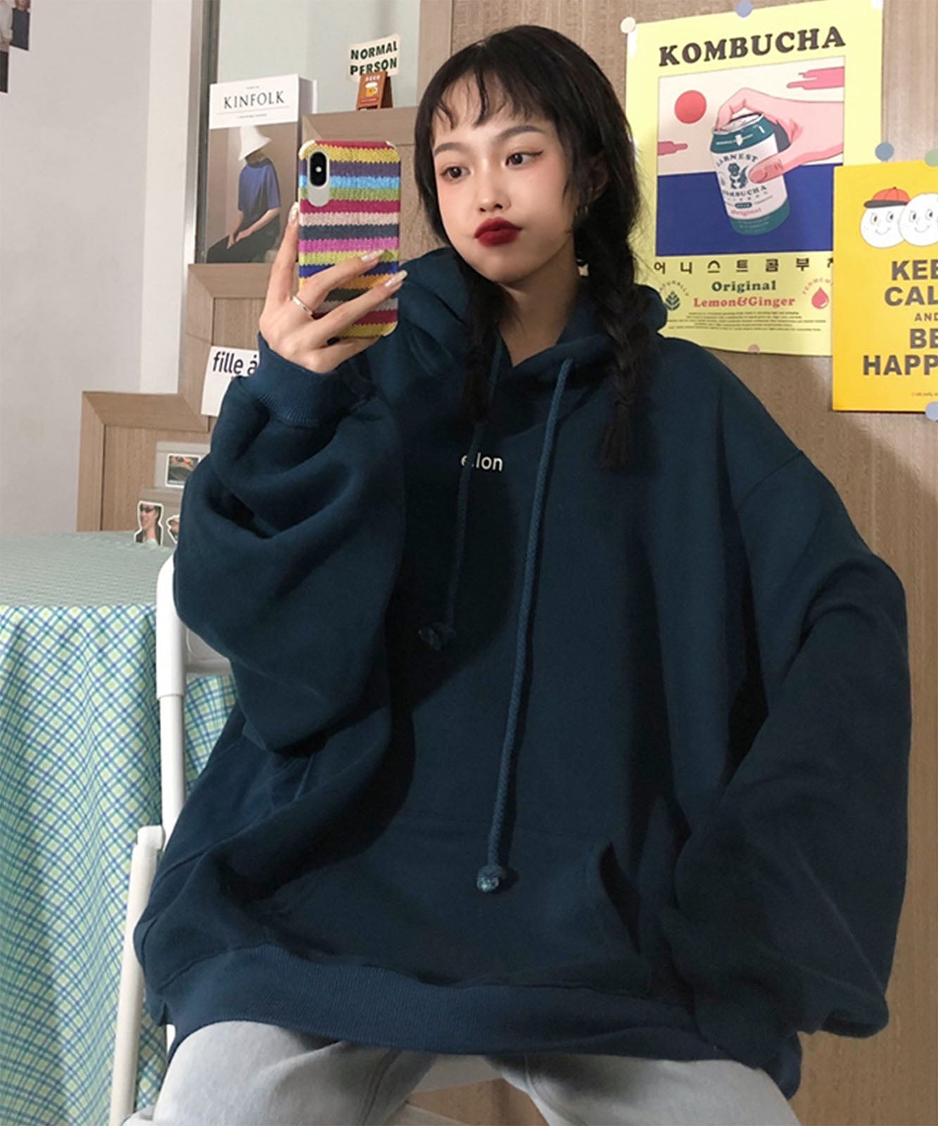 DEVICE select 韓国スタイル ビッグシルエット フーディ パーカー メンズ レディース ユニセックス