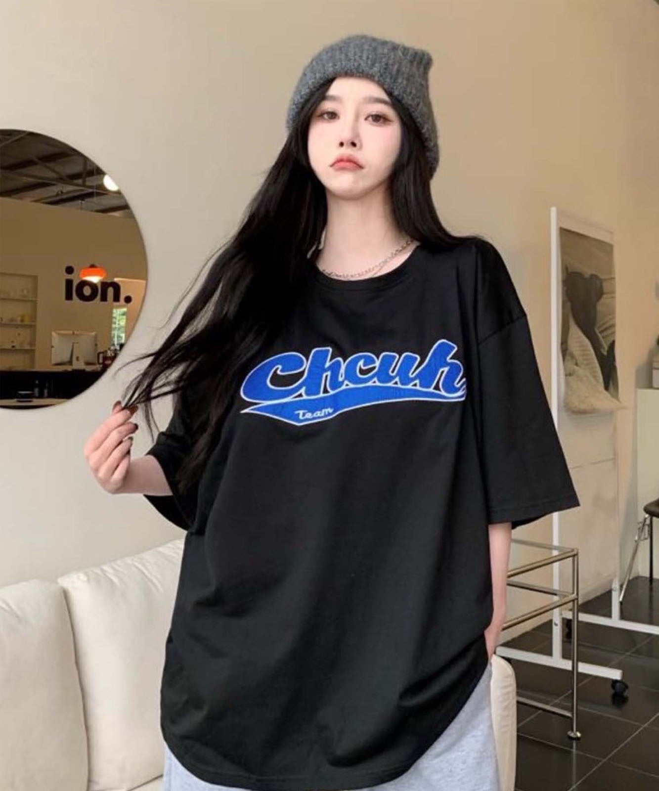 DEVICE select 韓国風 ビッグシルエット カレッジロゴ 刺繍Tシャツ メンズ レディース ユニセックス
