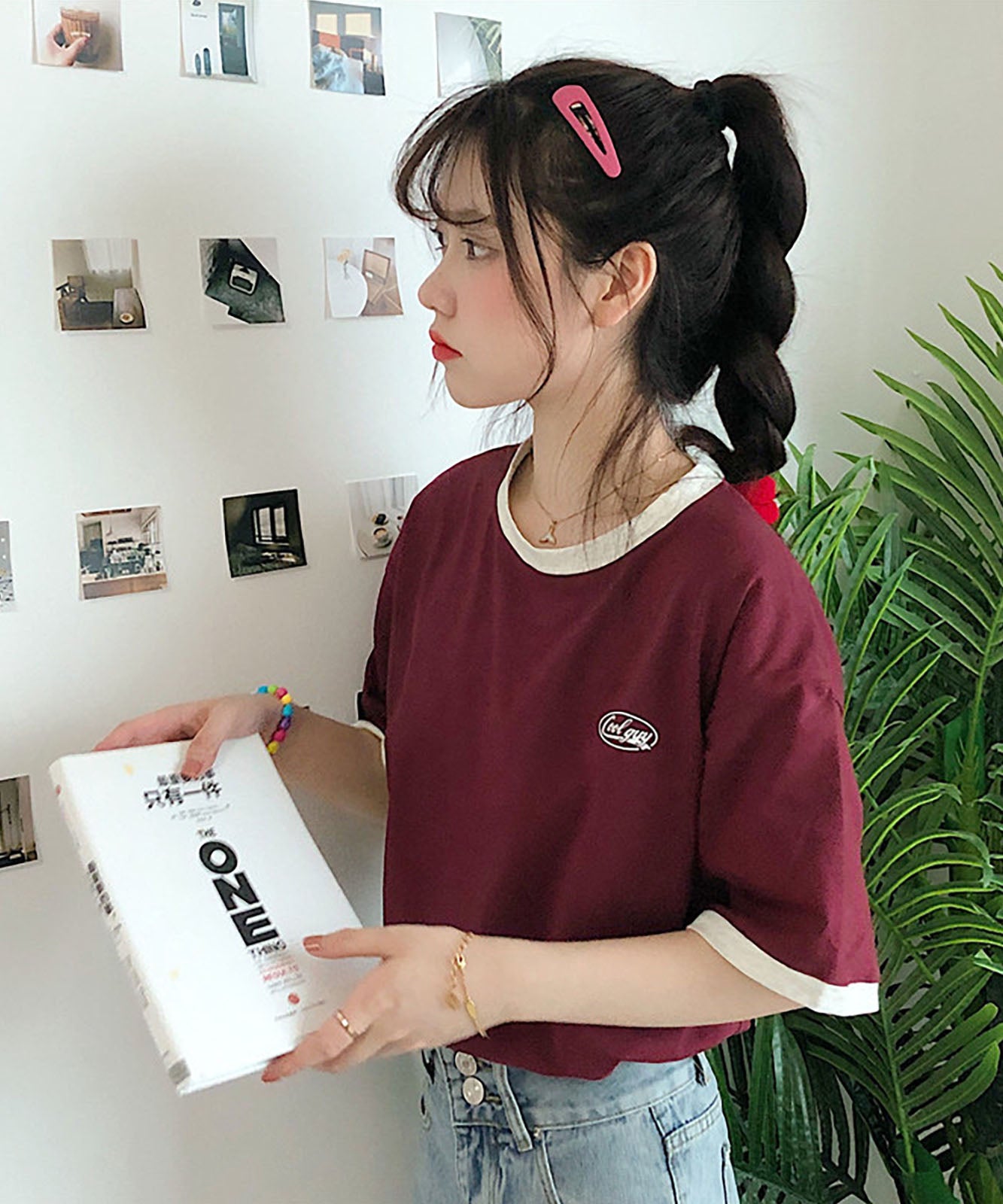 DEVICE select ワンポイントロゴ クルーネック リンガーTシャツ メンズ レディース ユニセックス