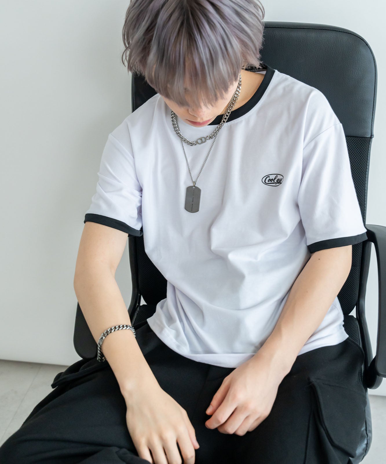 DEVICE select ワンポイントロゴ クルーネック リンガーTシャツ メンズ レディース ユニセックス