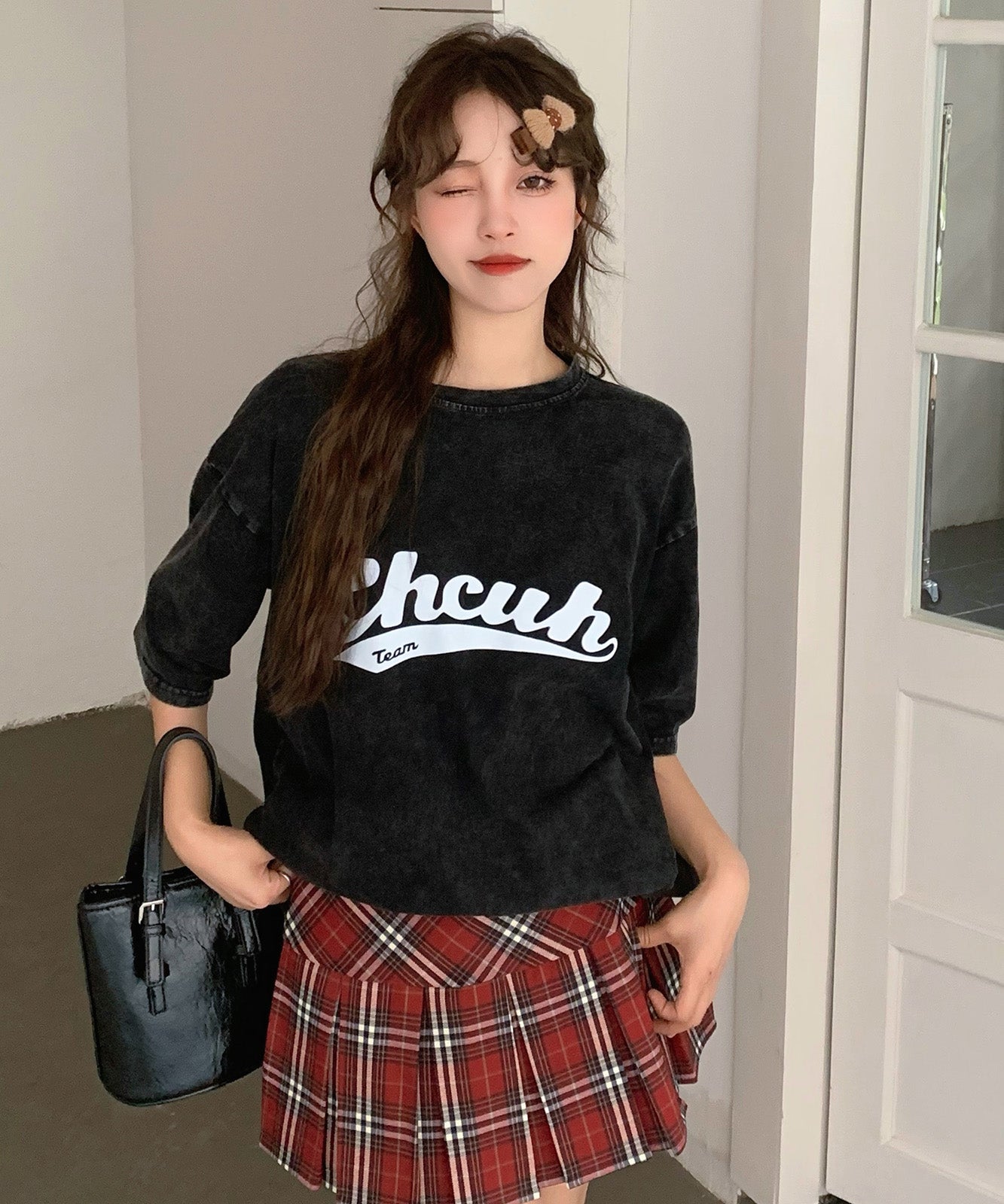DEVICE select ビッグシルエット ジャンキープリント ピグメント 半袖 Tシャツ 古着風 フライドポテト カレッジロゴ メンズ レディース ユニセックス