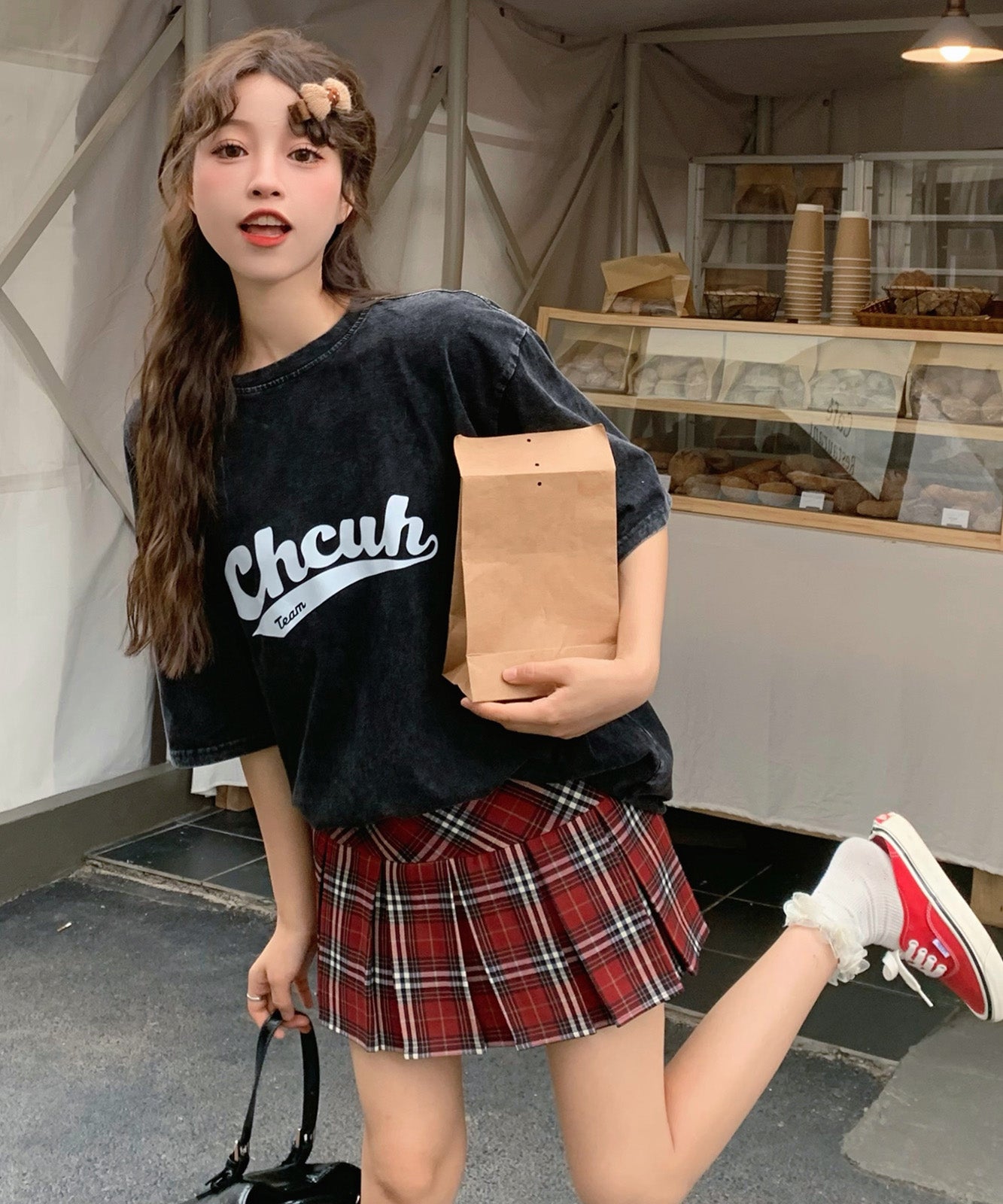 DEVICE select ビッグシルエット ジャンキープリント ピグメント 半袖 Tシャツ 古着風 フライドポテト カレッジロゴ メンズ レディース ユニセックス