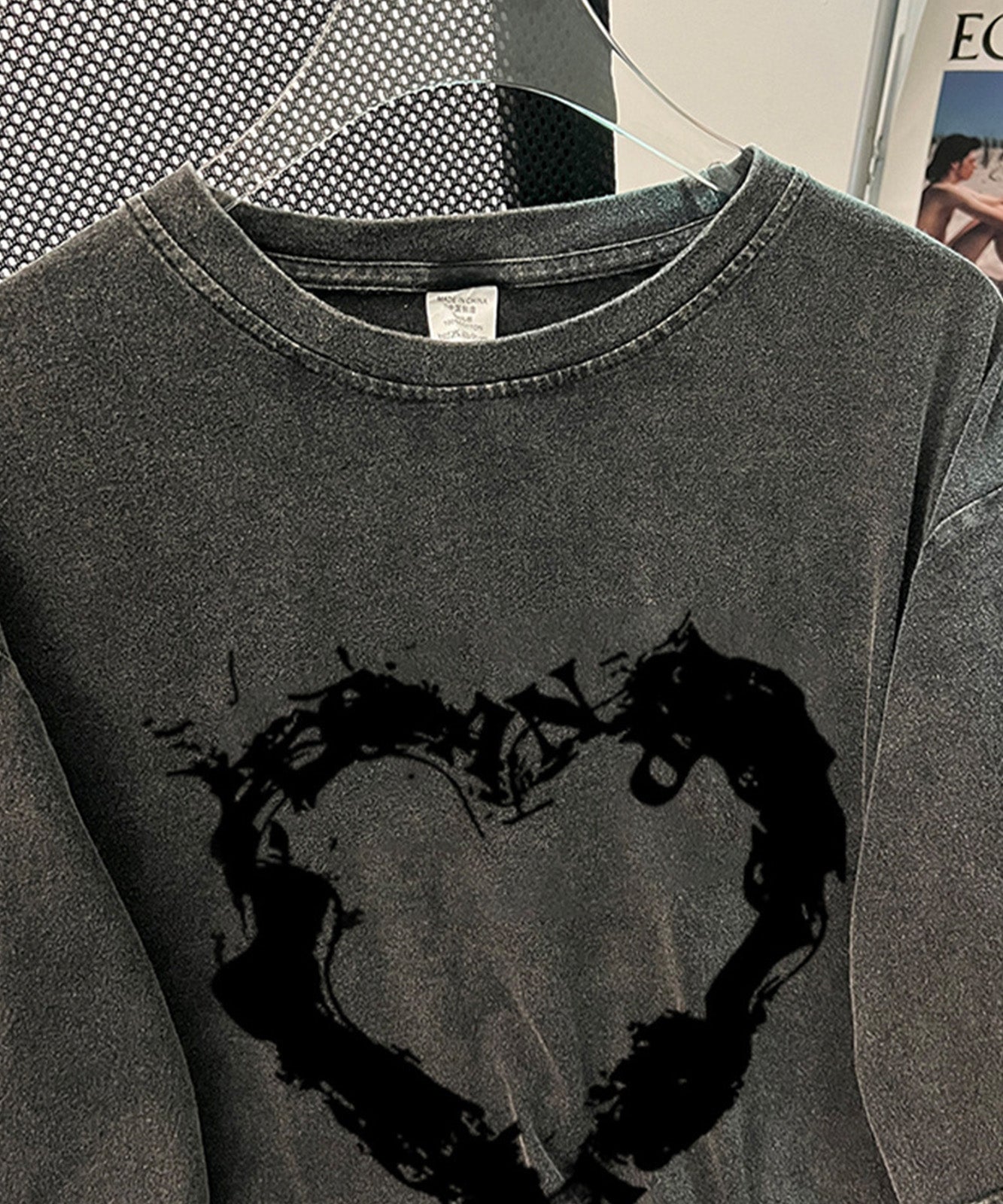 DEVICE select ビッグシルエット ジャンキープリント ピグメント 半袖 Tシャツ 古着風 フライドポテト カレッジロゴ メンズ レディース ユニセックス