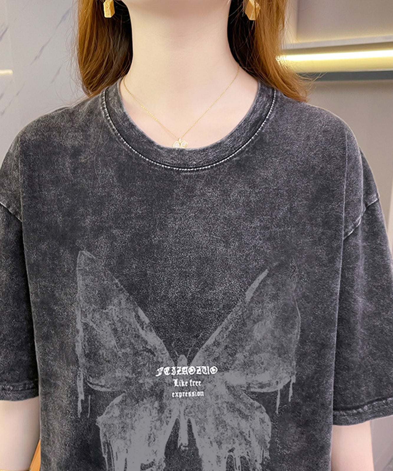 DEVICE select ビッグシルエット ジャンキープリント ピグメント 半袖 Tシャツ 古着風 フライドポテト カレッジロゴ メンズ レディース ユニセックス
