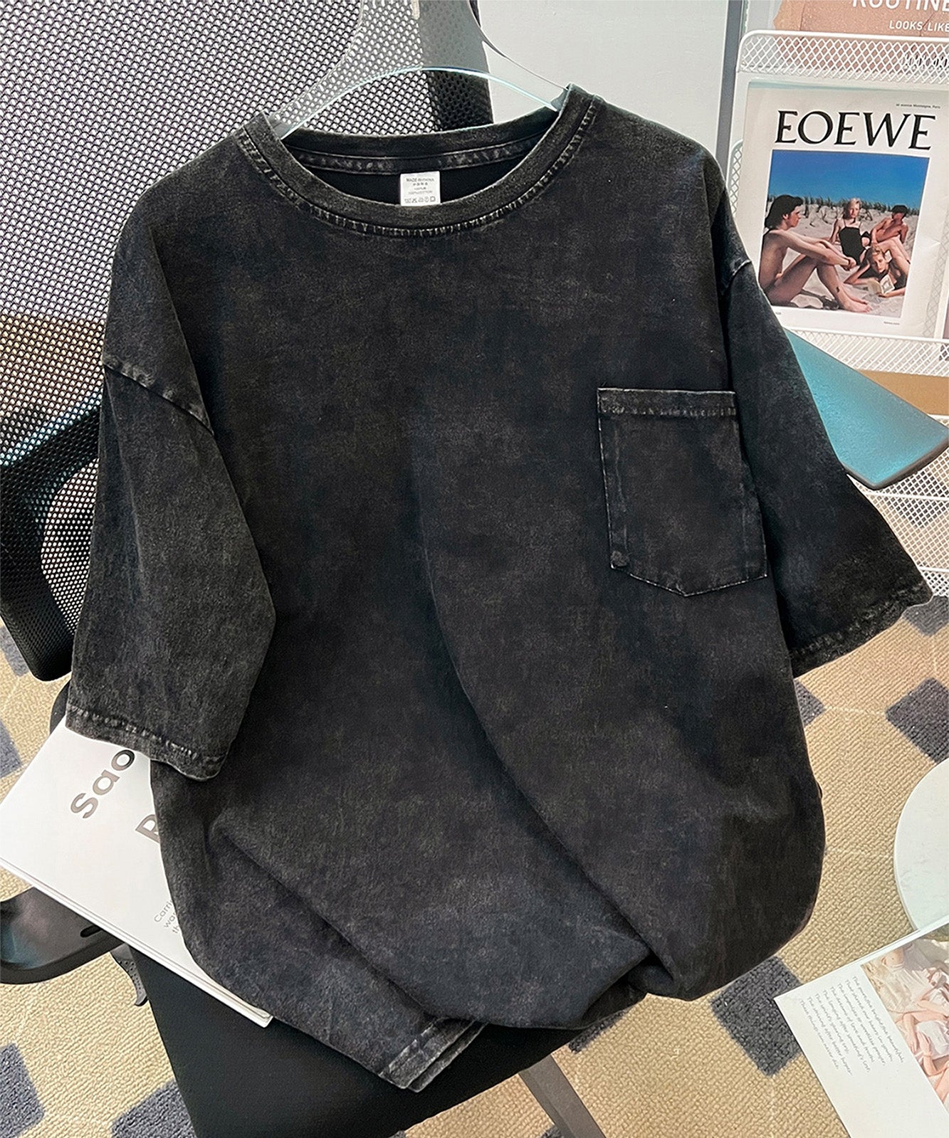 DEVICE select ビッグシルエット ジャンキープリント ピグメント 半袖 Tシャツ 古着風 フライドポテト カレッジロゴ メンズ レディース ユニセックス