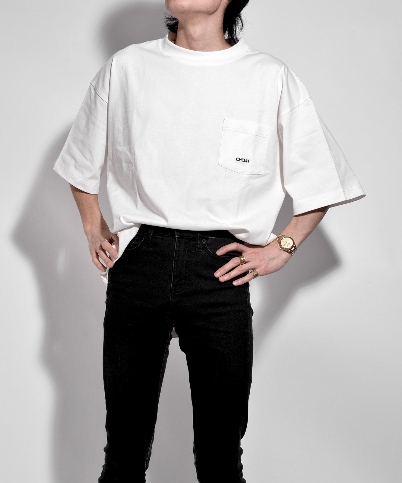 DEVICE select オーバーサイズ ポケット刺繍 コットン 半袖 Tシャツ メンズ レディース ユニセックス