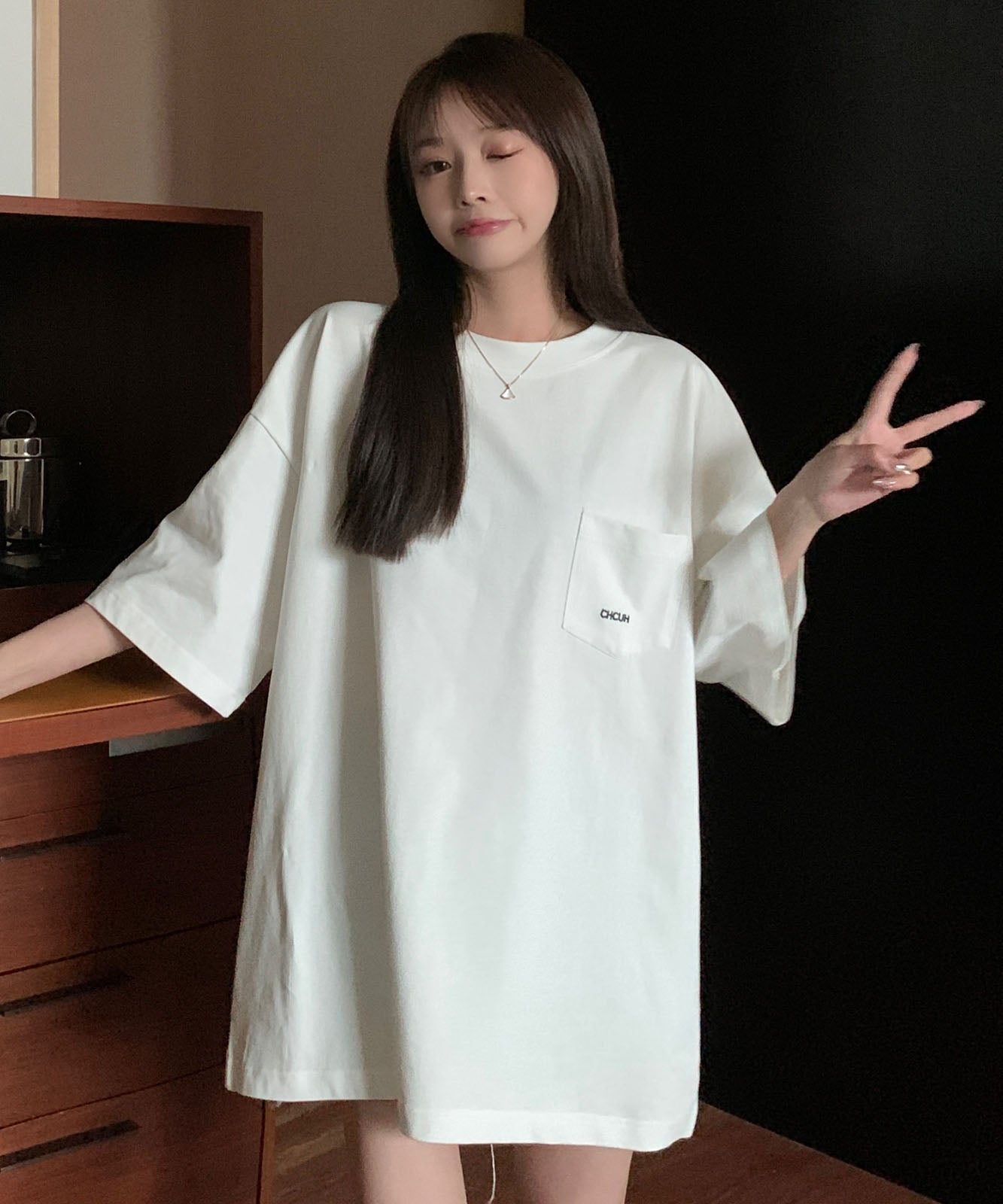 DEVICE select オーバーサイズ ポケット刺繍 コットン 半袖 Tシャツ メンズ レディース ユニセックス