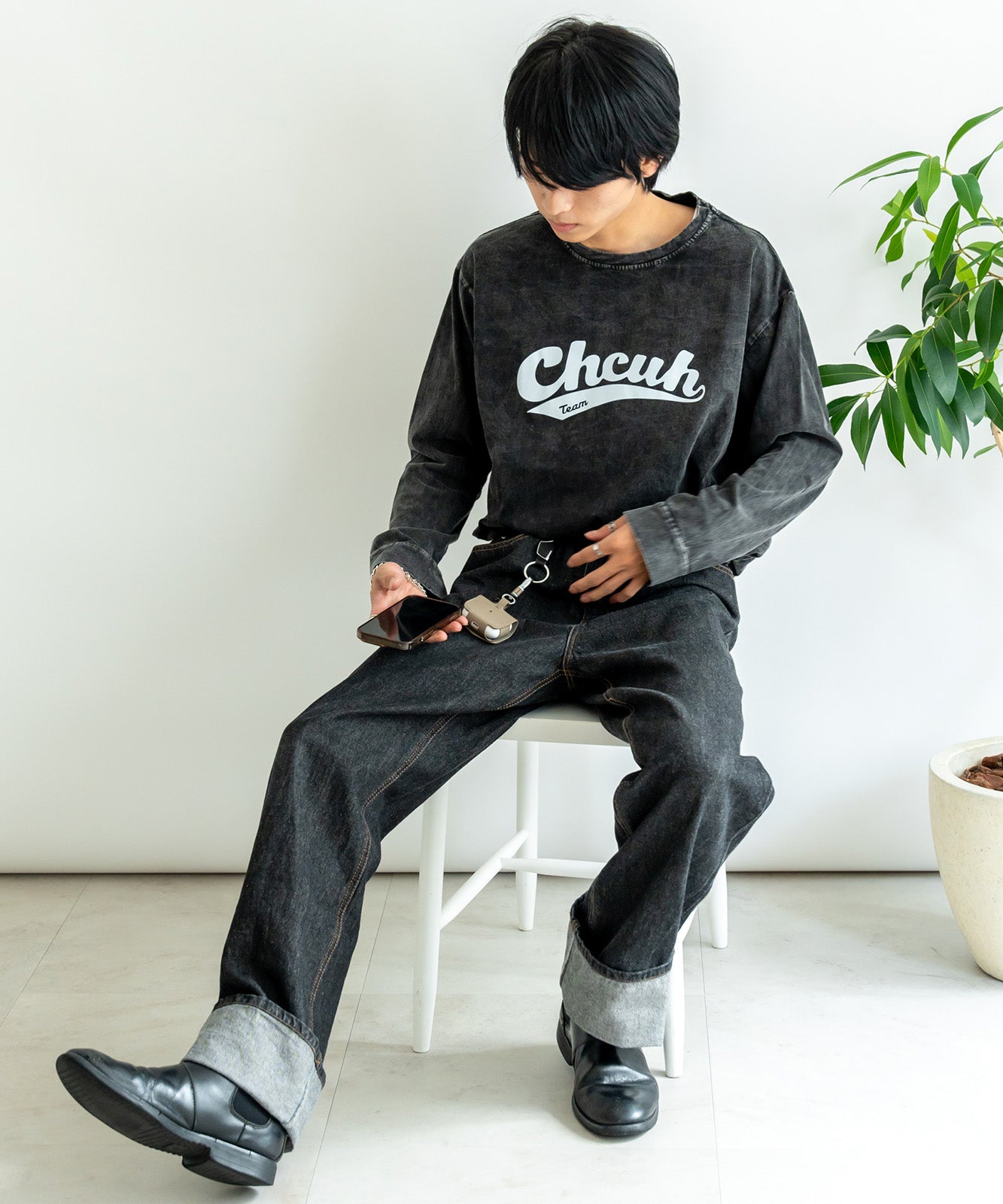 DEVICE select ジャンキープリント ピグメント ロンT 古着風 ロングスリーブTシャツ メンズ レディース 秋服