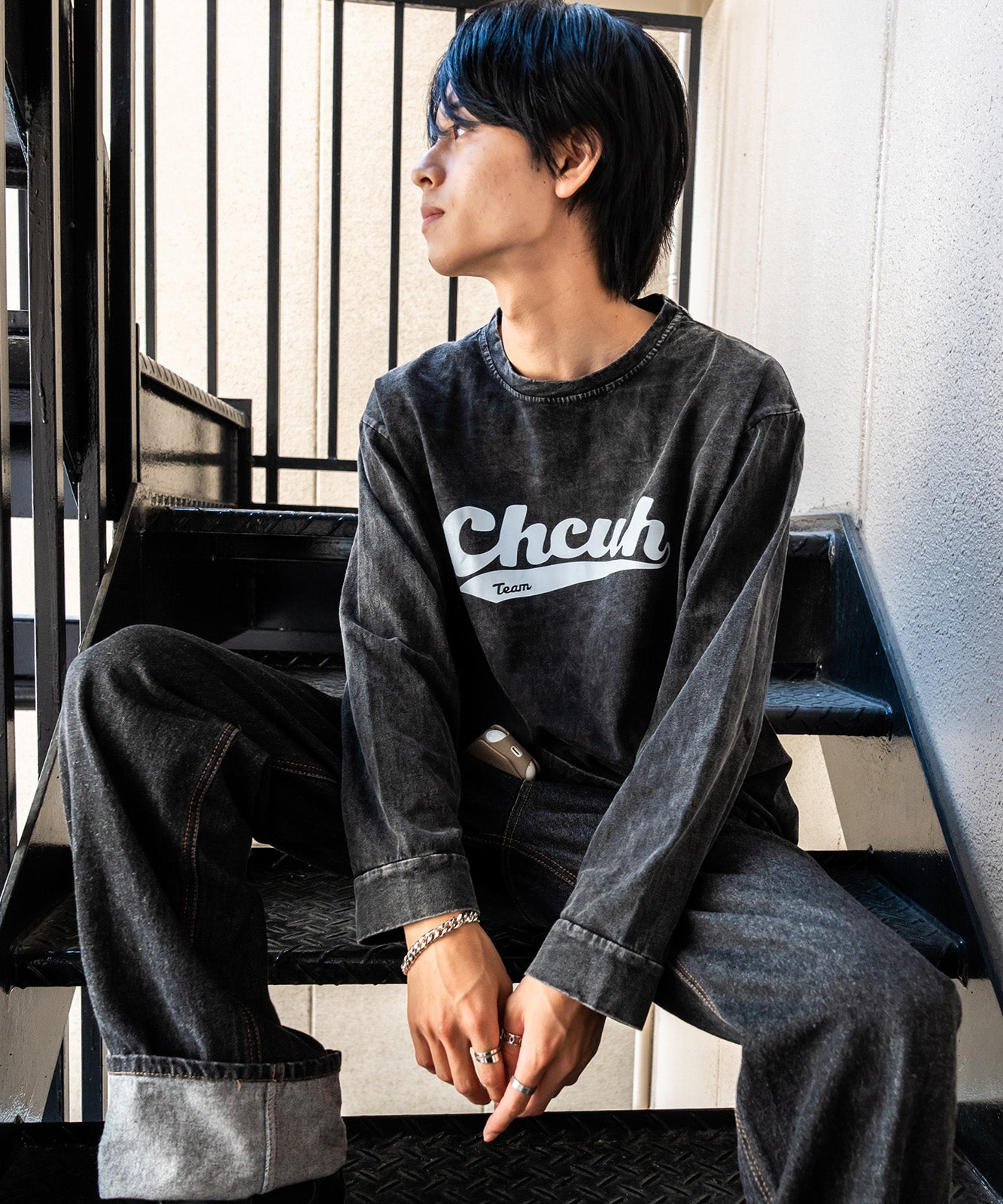 DEVICE select ジャンキープリント ピグメント ロンT 古着風 ロングスリーブTシャツ メンズ レディース 秋服