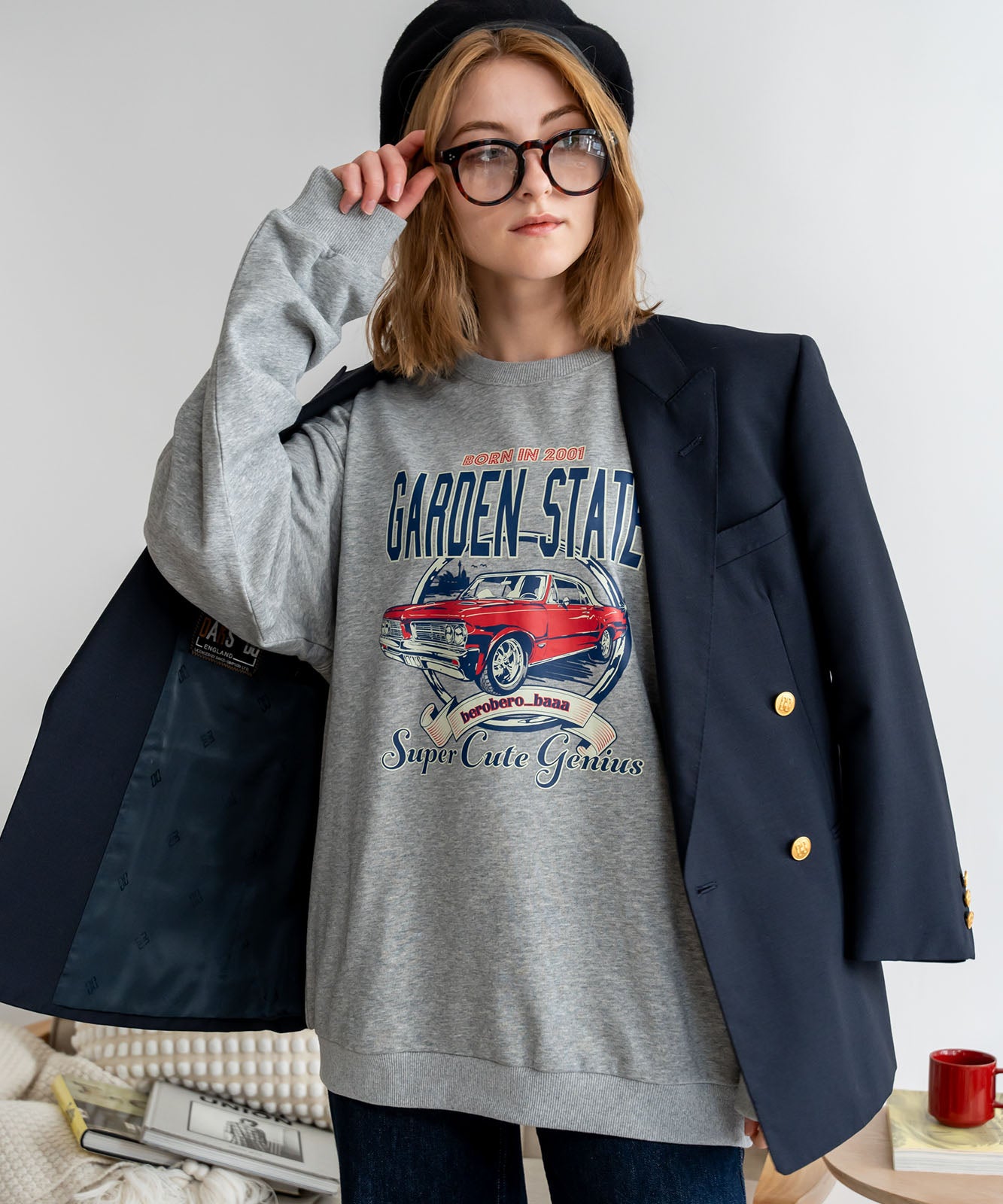 ルーズグラフィックプリント スウェット トレーナー メンズ レディース 秋服 冬服