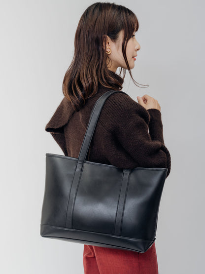 DEVICE＋ フェイクレザー シックデザイントートバッグ