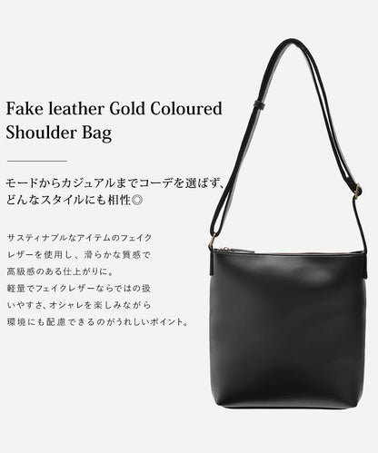DEVICE フェイクレザー ゴールドカラー ショルダーバッグ