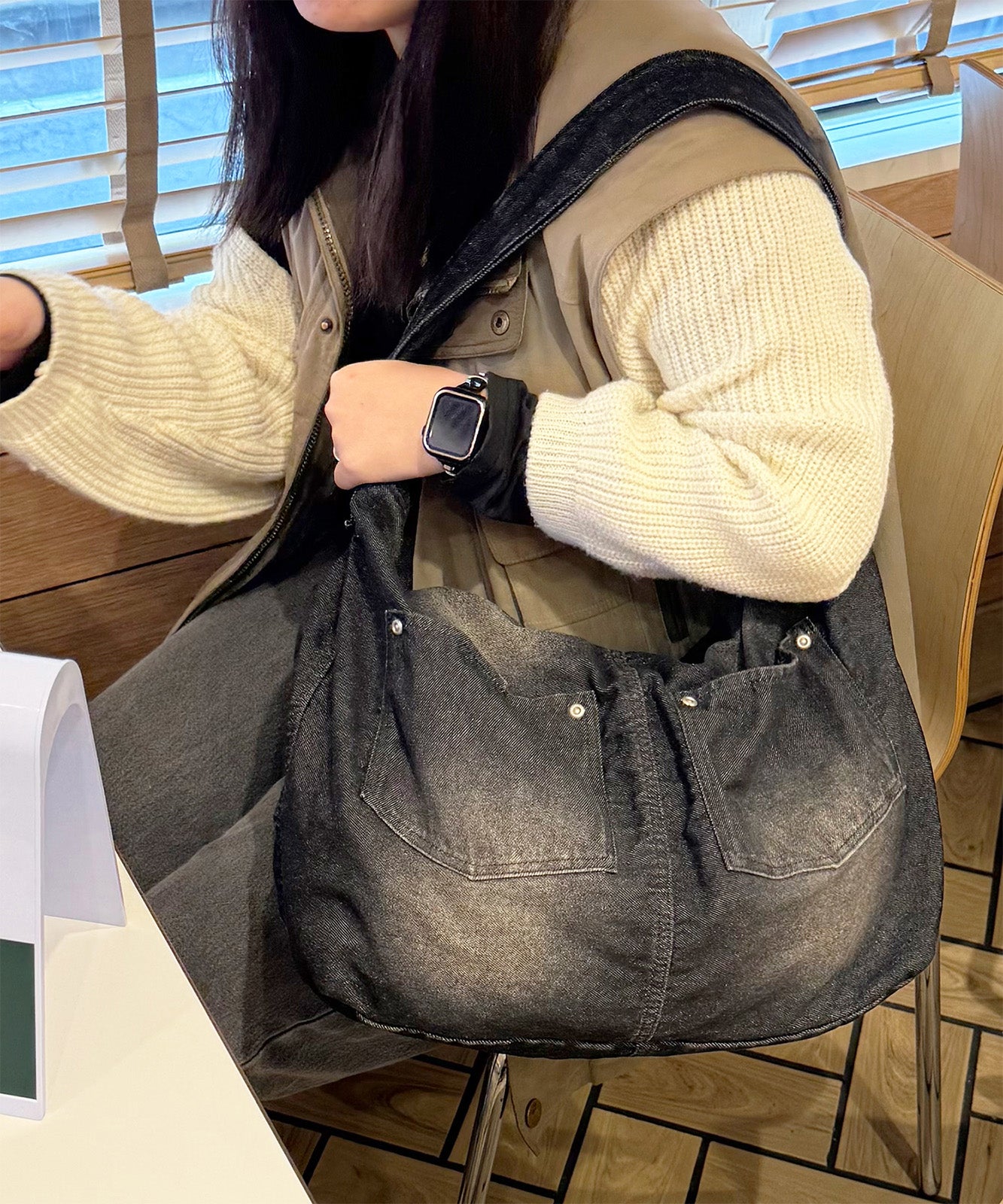 DEVICE ウォッシュ デニム ショルダーバッグ