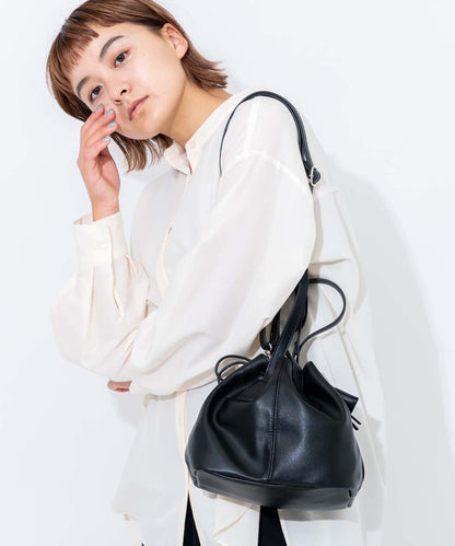 Rename フェイクレザー ３WAY 巾着トートバッグ 巾着バッグ RSG20028