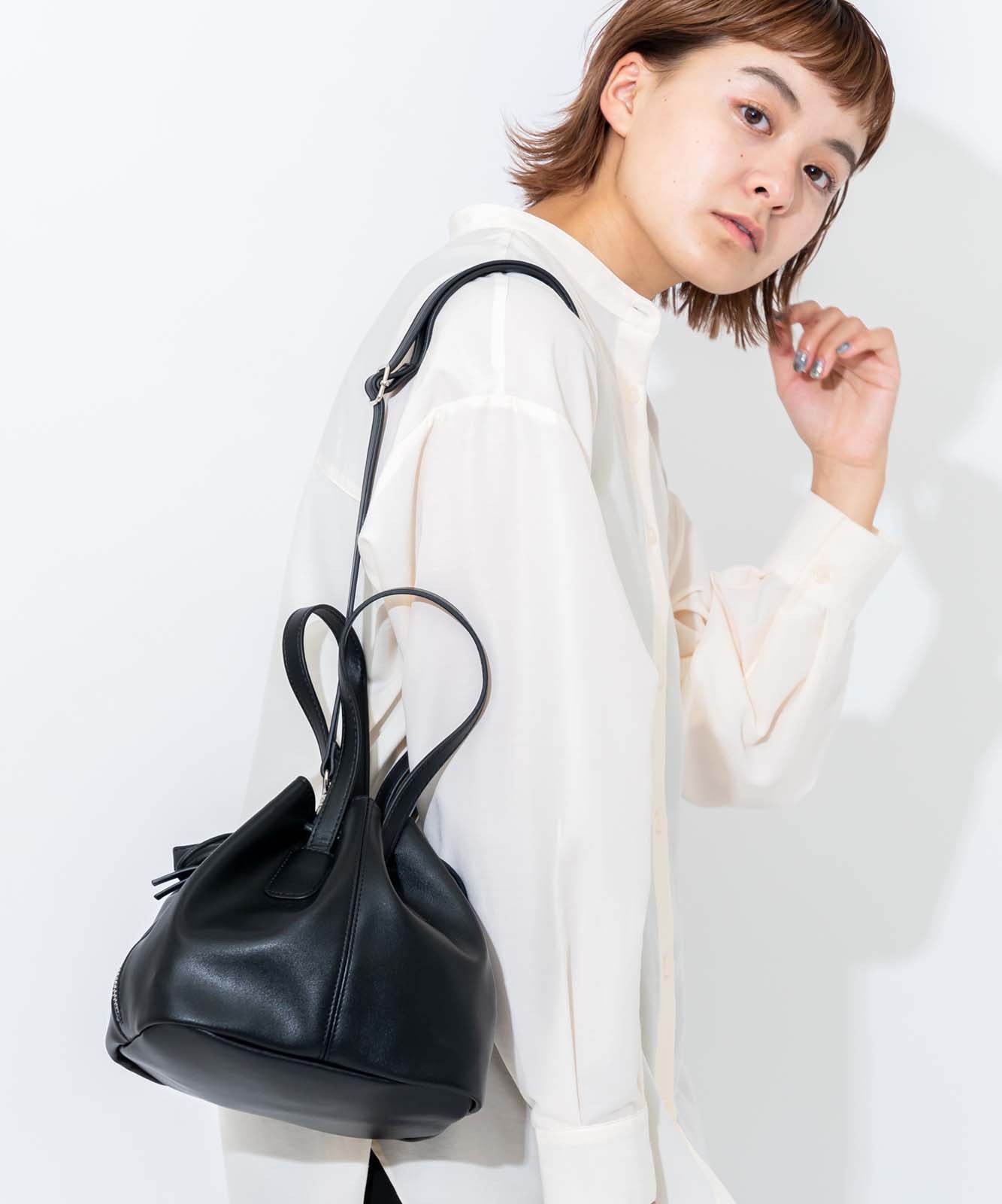 Rename フェイクレザー ３WAY 巾着トートバッグ 巾着バッグ RSG20028