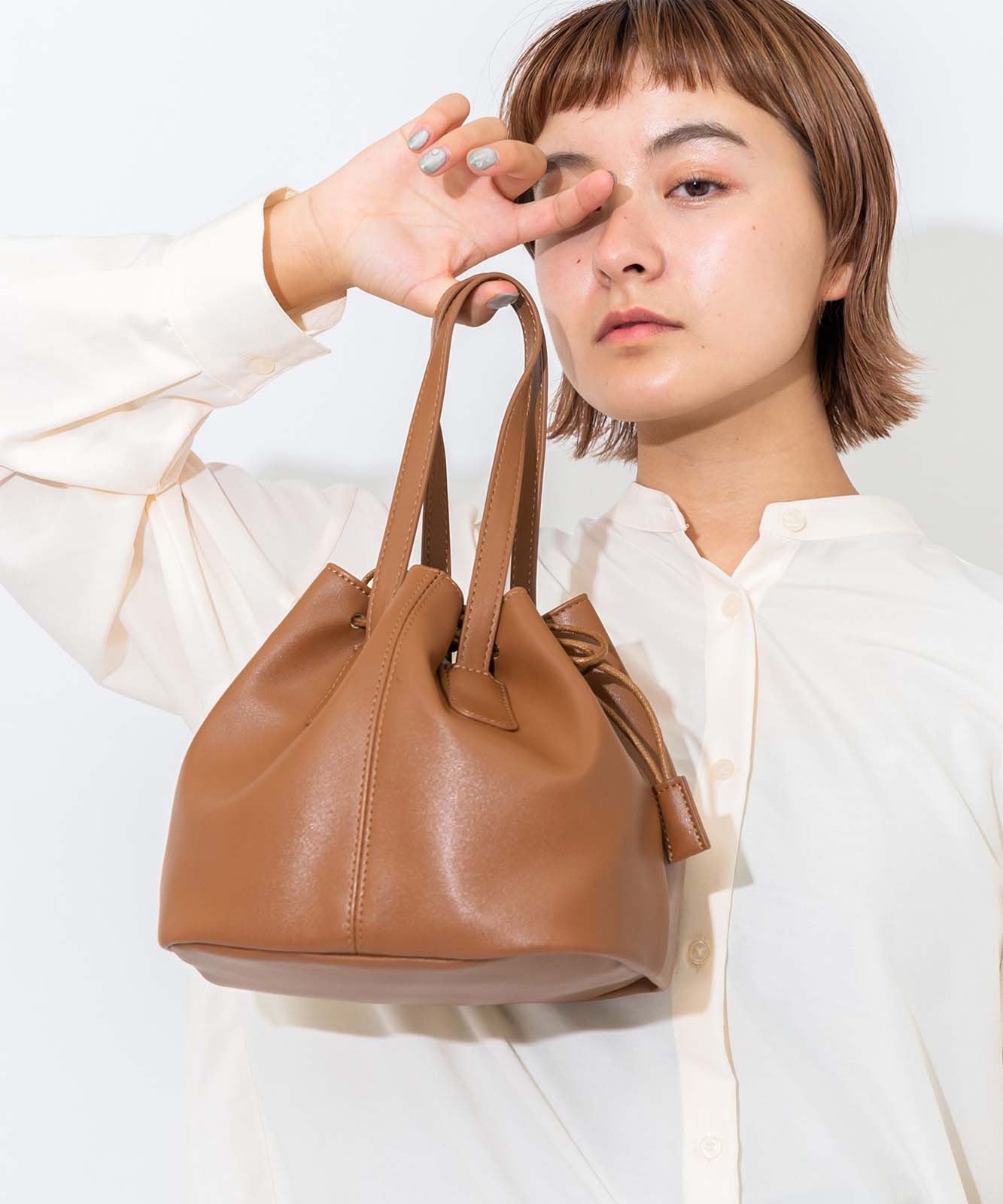 Rename フェイクレザー ３WAY 巾着トートバッグ 巾着バッグ RSG20028
