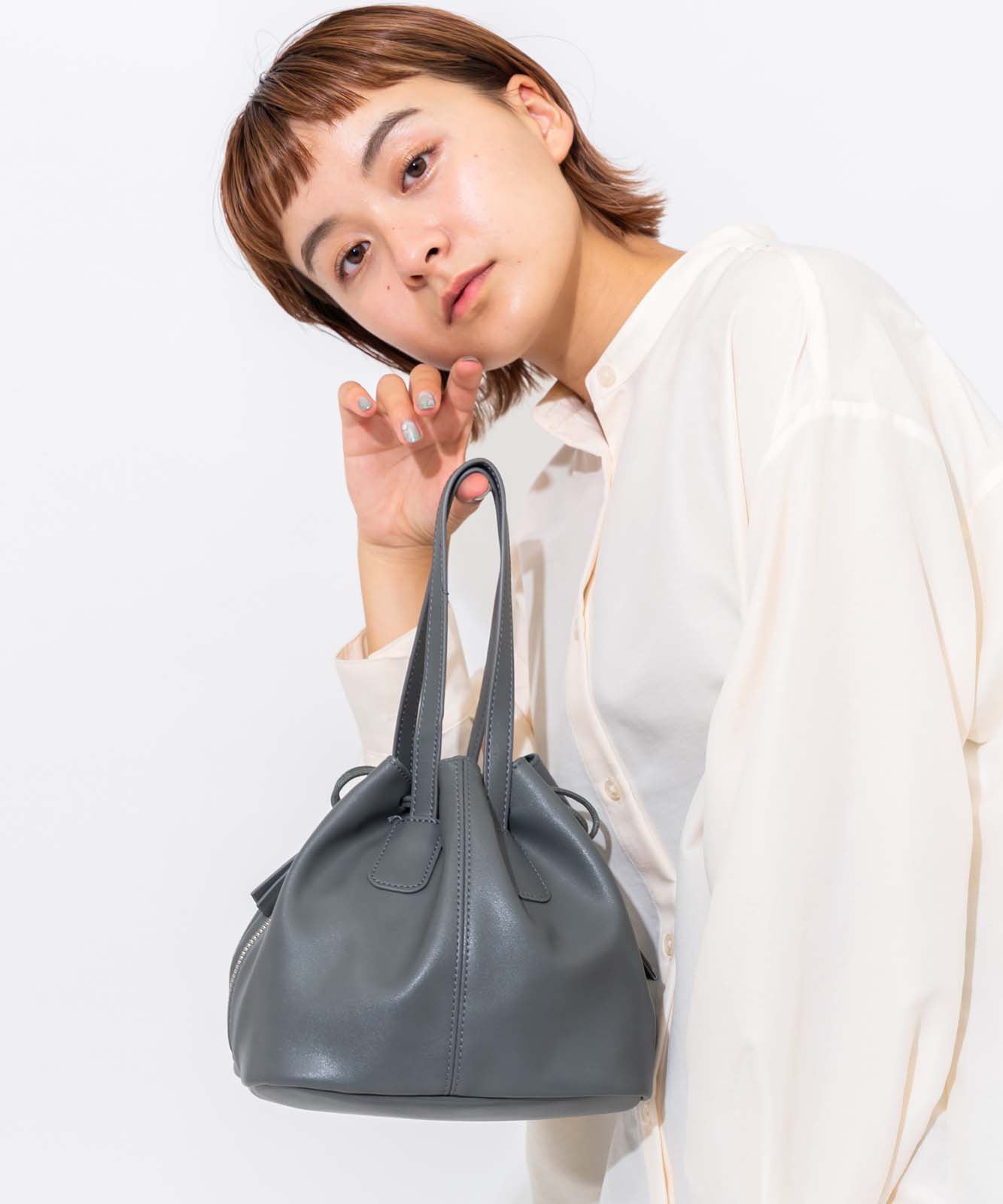 Rename フェイクレザー ３WAY 巾着トートバッグ 巾着バッグ RSG20028