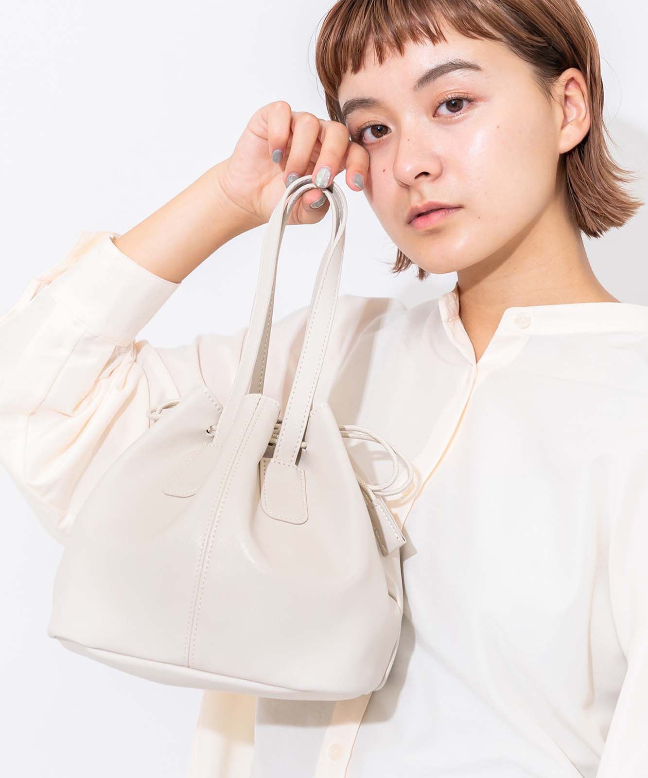 Rename フェイクレザー ３WAY 巾着トートバッグ 巾着バッグ RSG20028