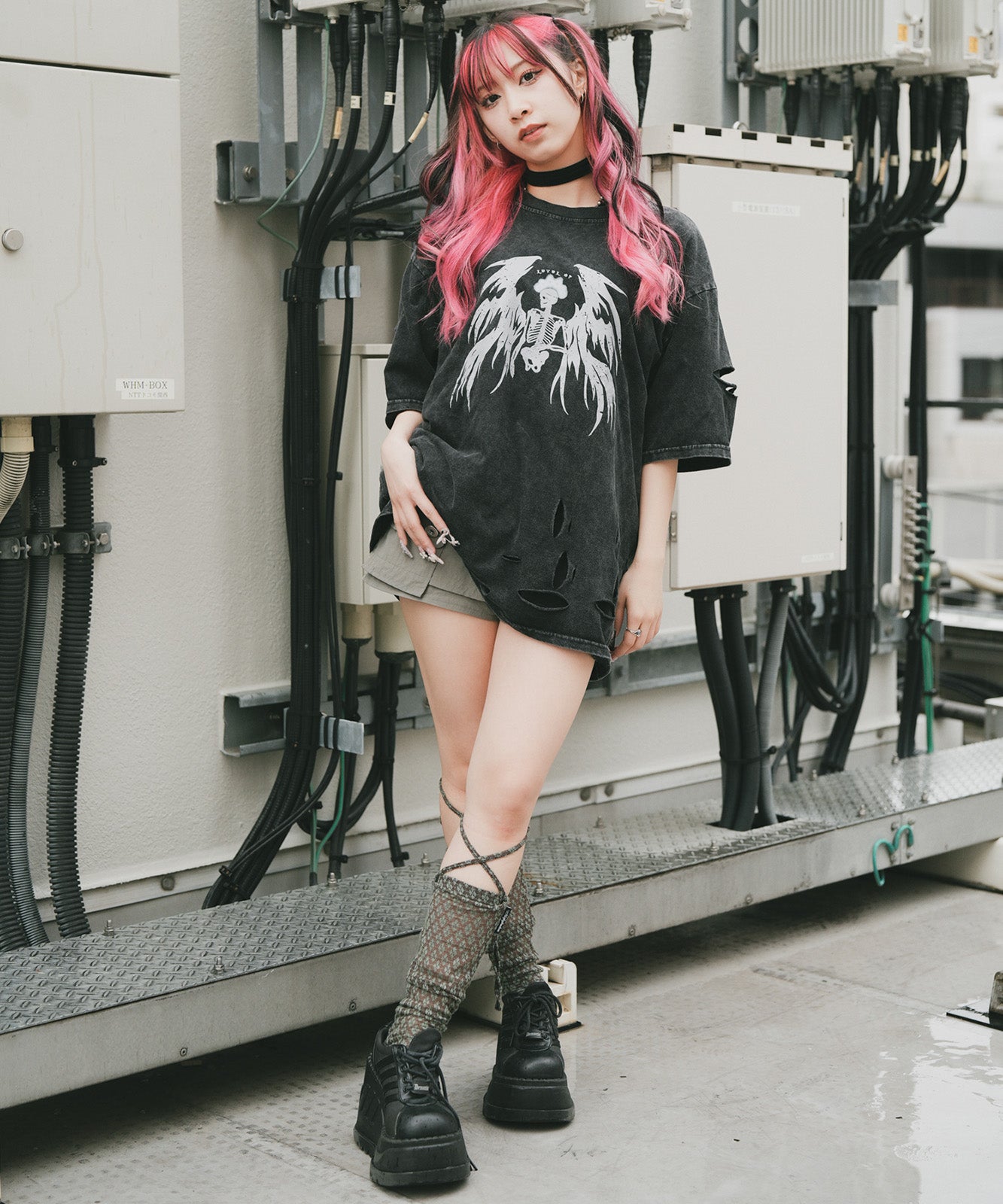 DEVICE select タイガープリント ダメージ加工 ピグメント 半袖 Tシャツ メンズ レディース