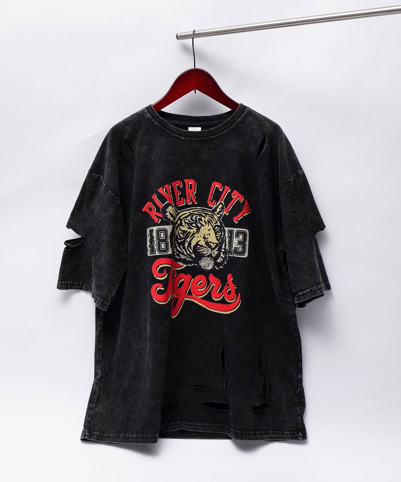 DEVICE select タイガープリント ダメージ加工 ピグメント 半袖 Tシャツ メンズ レディース