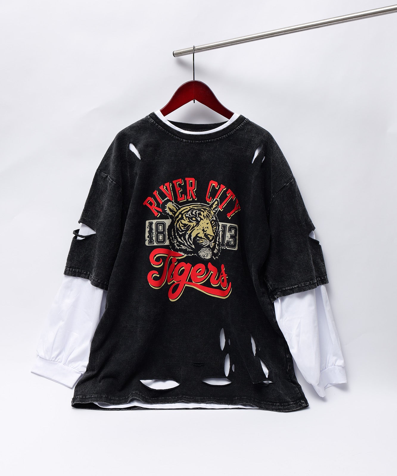 DEVICE select タイガープリント ダメージ加工 ピグメント 半袖 Tシャツ メンズ レディース
