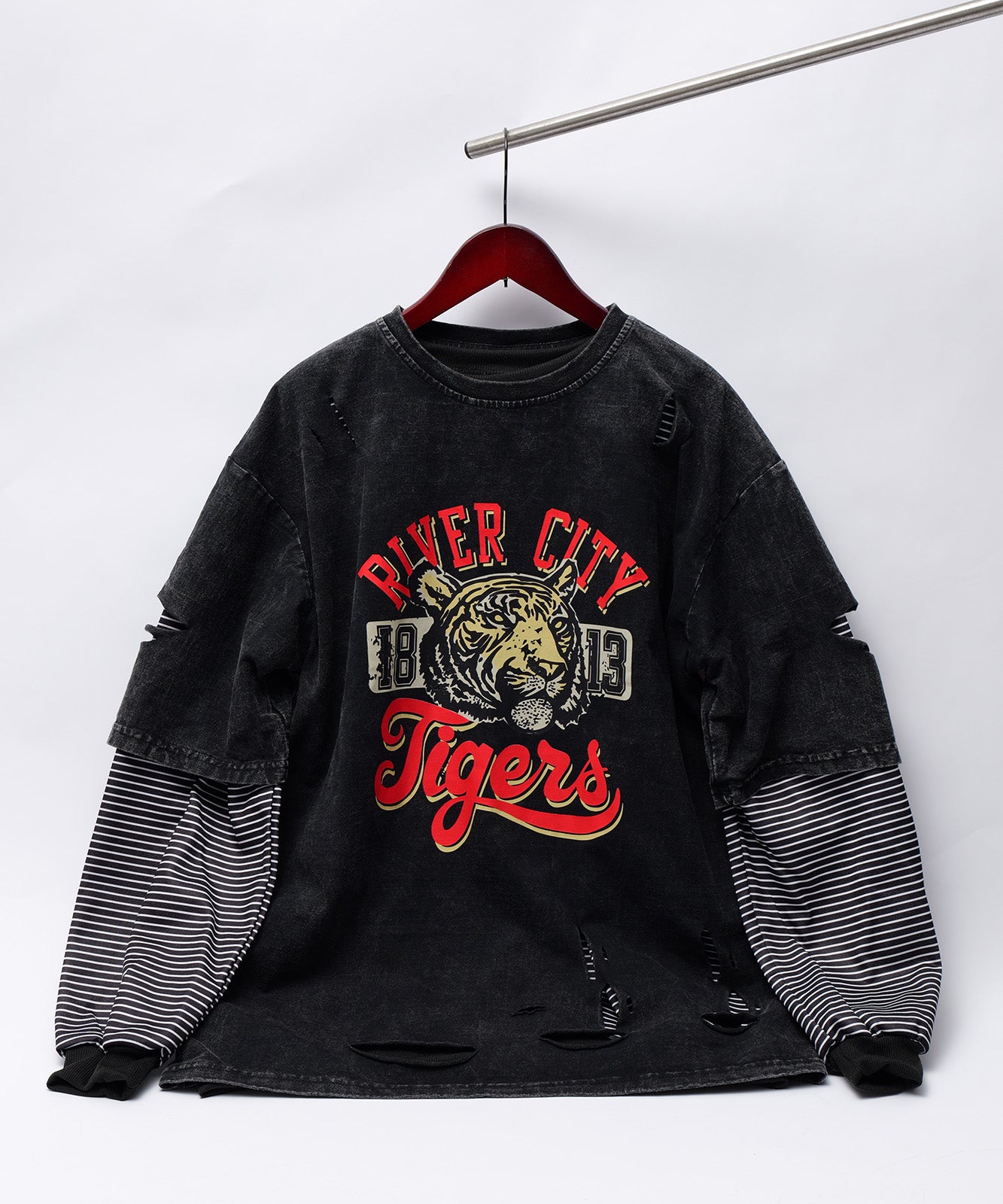 DEVICE select タイガープリント ダメージ加工 ピグメント 半袖 Tシャツ メンズ レディース