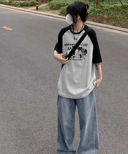 DEVICE select 猫ミーム キャット Y2K ロゴ グラフィック ルーズ ラグラン Tシャツ ノームコア メンズ レディース