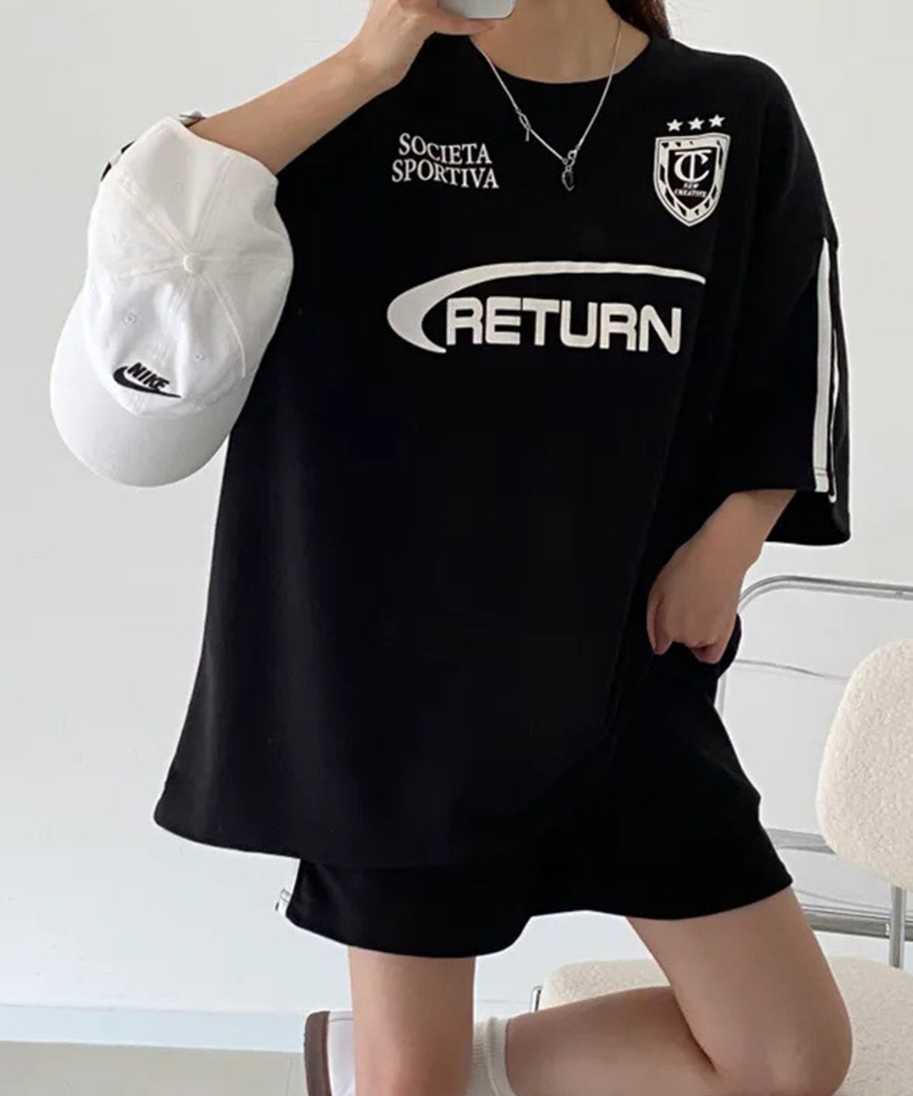 DEVICE select ユニフォームTシャツ トップス＆ショートパンツ 2点セット ルームウェア セットアップ ワンマイルウェア レディース