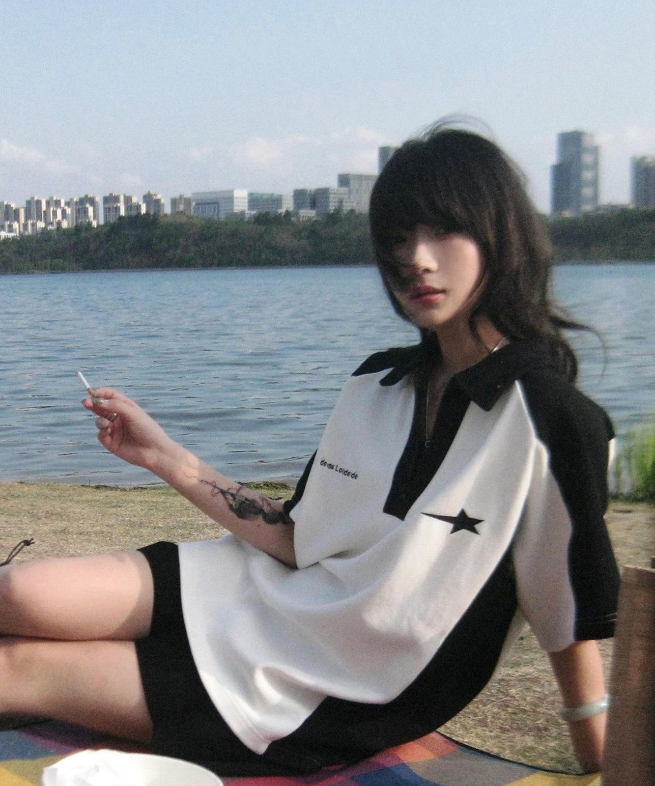 DEVICE select ハーフジップ スター ビッグシルエット 半袖 ポロシャツ Tシャツ メンズ レディース