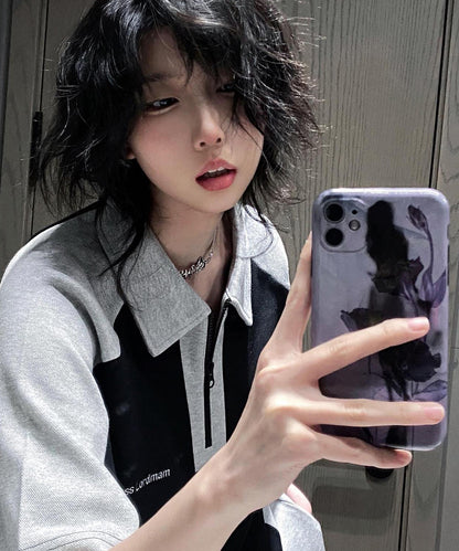 DEVICE select ハーフジップ スター ビッグシルエット 半袖 ポロシャツ Tシャツ メンズ レディース