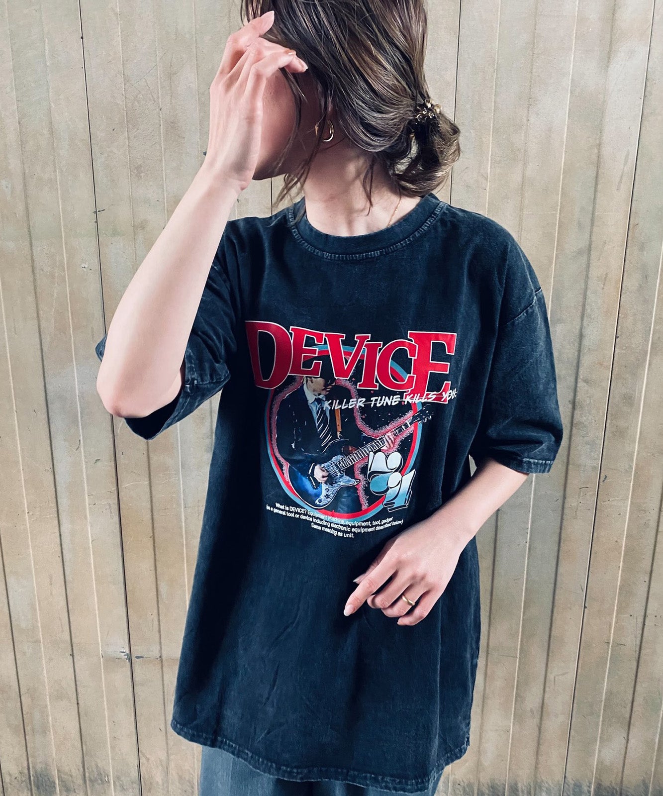 DEVICE select AIデザイン ロック バンド ピグメント ヴィンテージライク 古着風 Tシャツ メンズ レディース